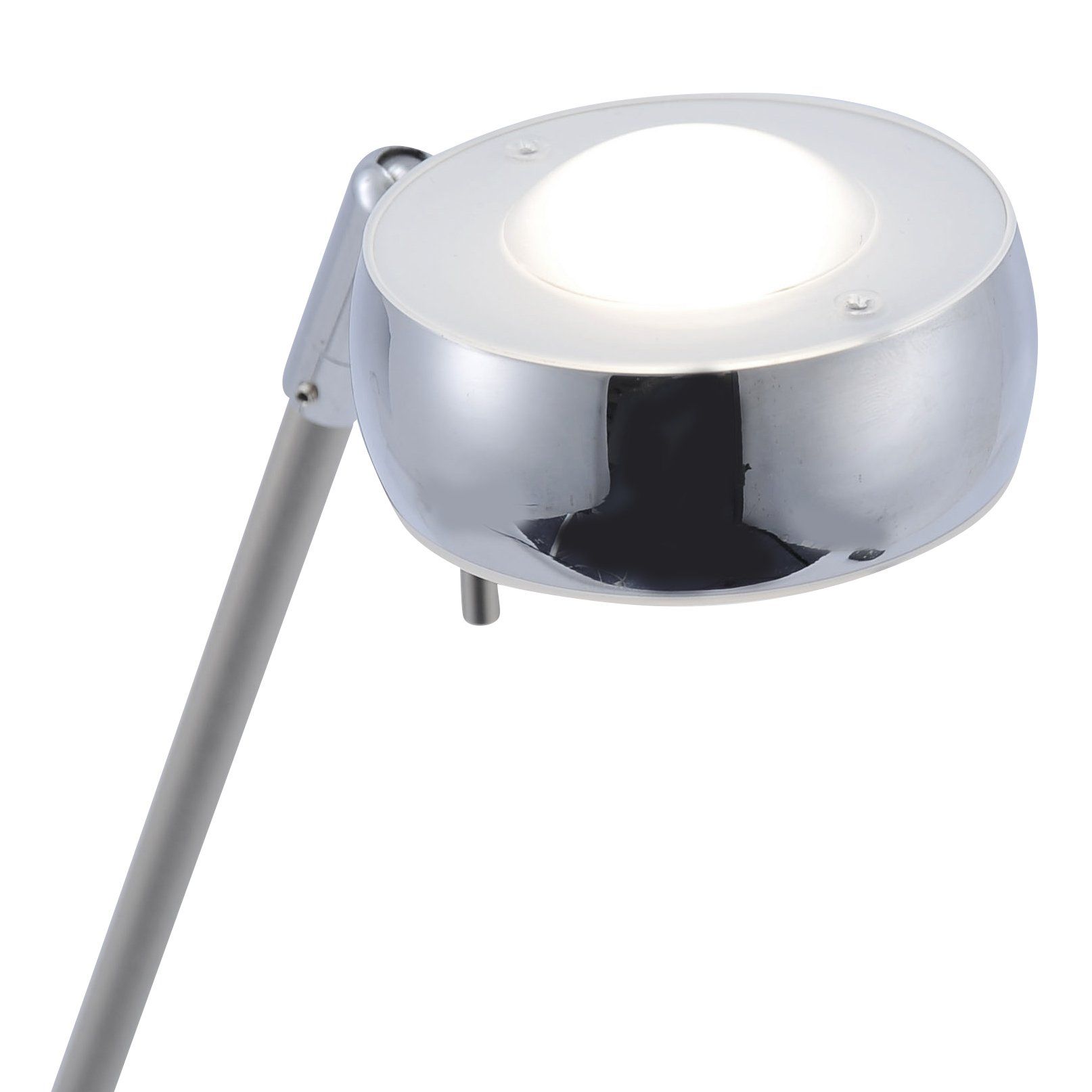 Lampe de bureau LED LOLA-OPTI en métal gris et verre opale blanc