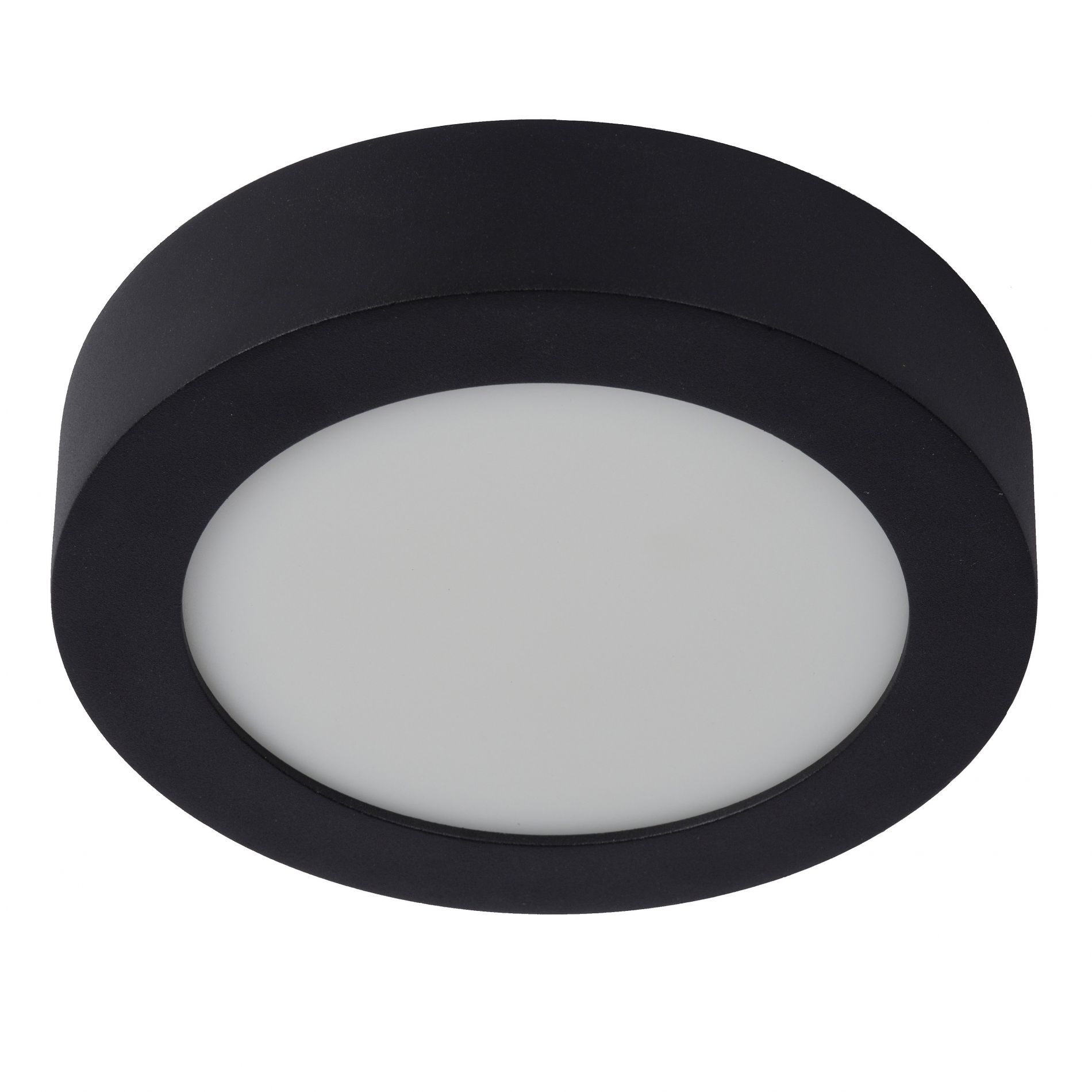 Plafonnier salle de bain LED rond BRICE (D18cm) en aluminium noir