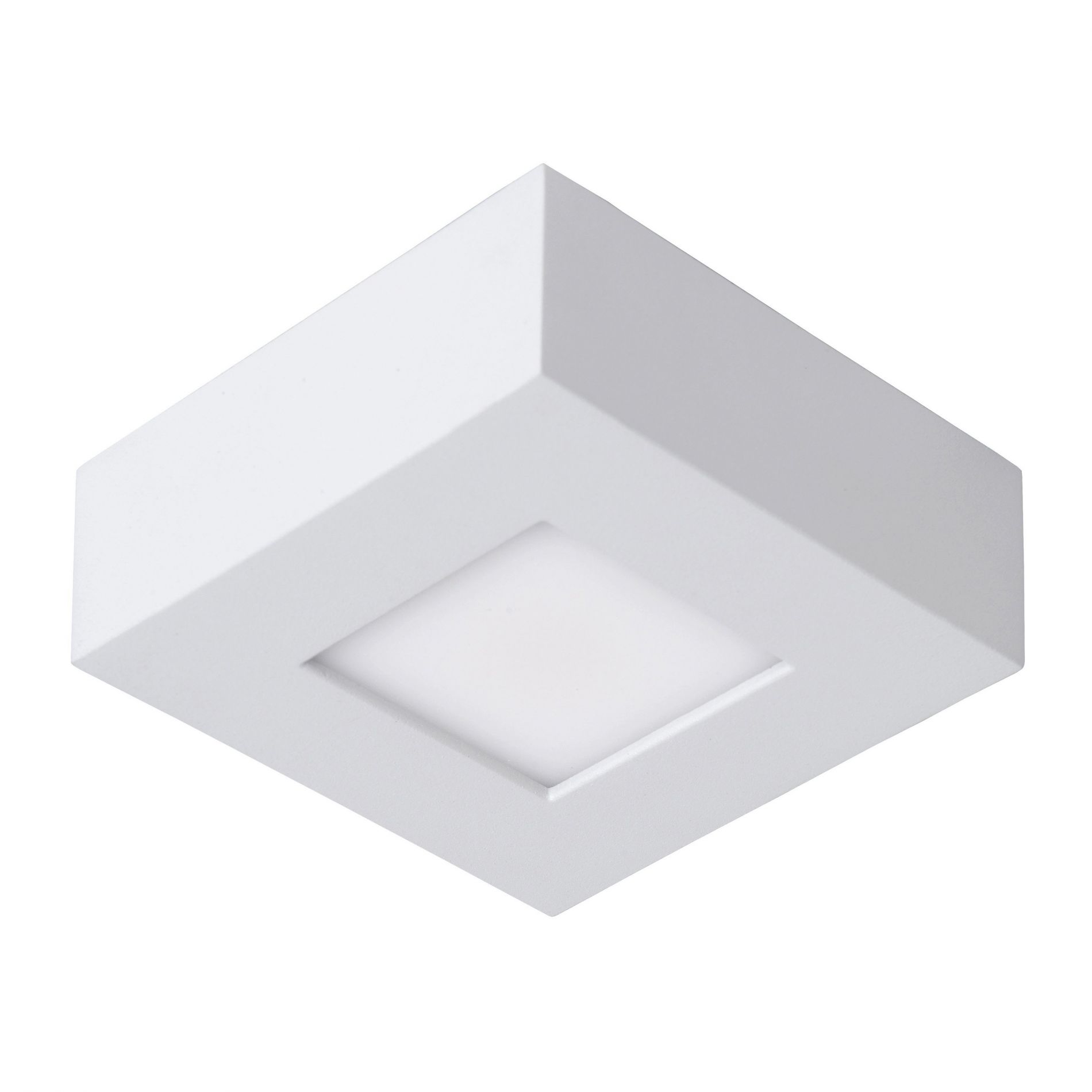 Plafonnier salle de bain LED carré BRICE (H12cm) en aluminium blanc