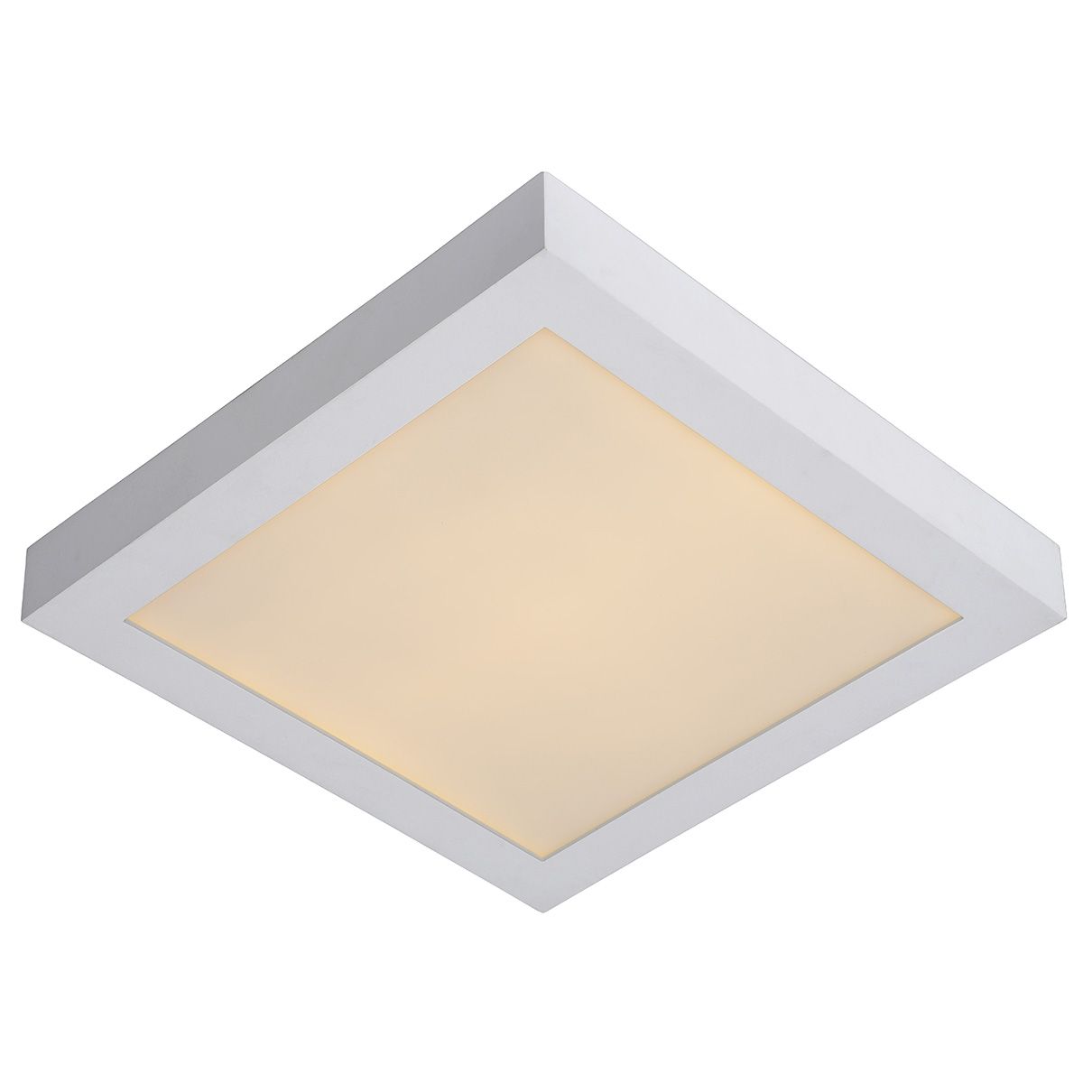 Plafonnier salle de bain LED carré BRICE (H30cm) en aluminium blanc