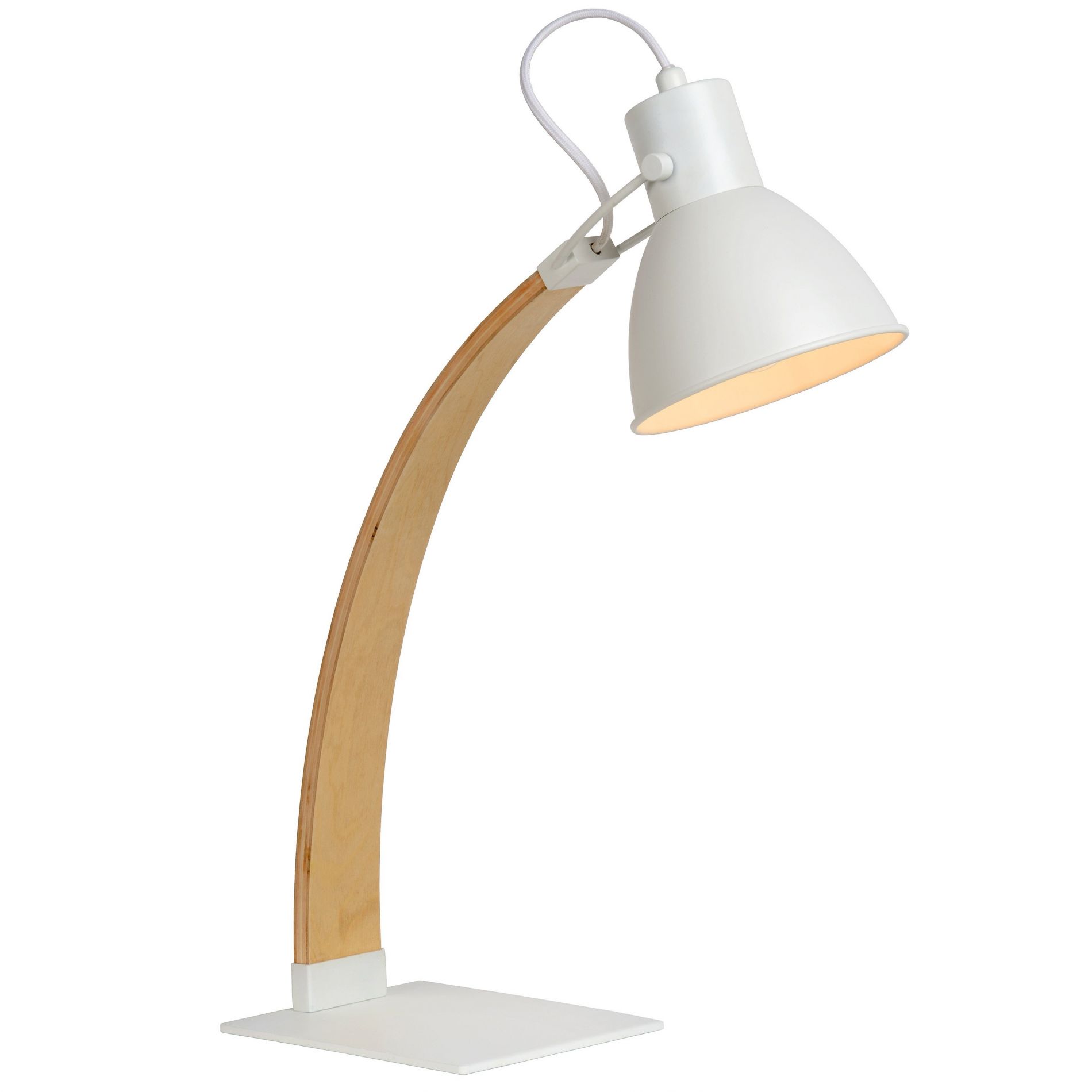 Lampe de bureau CURF en métal couleur bois et blanc