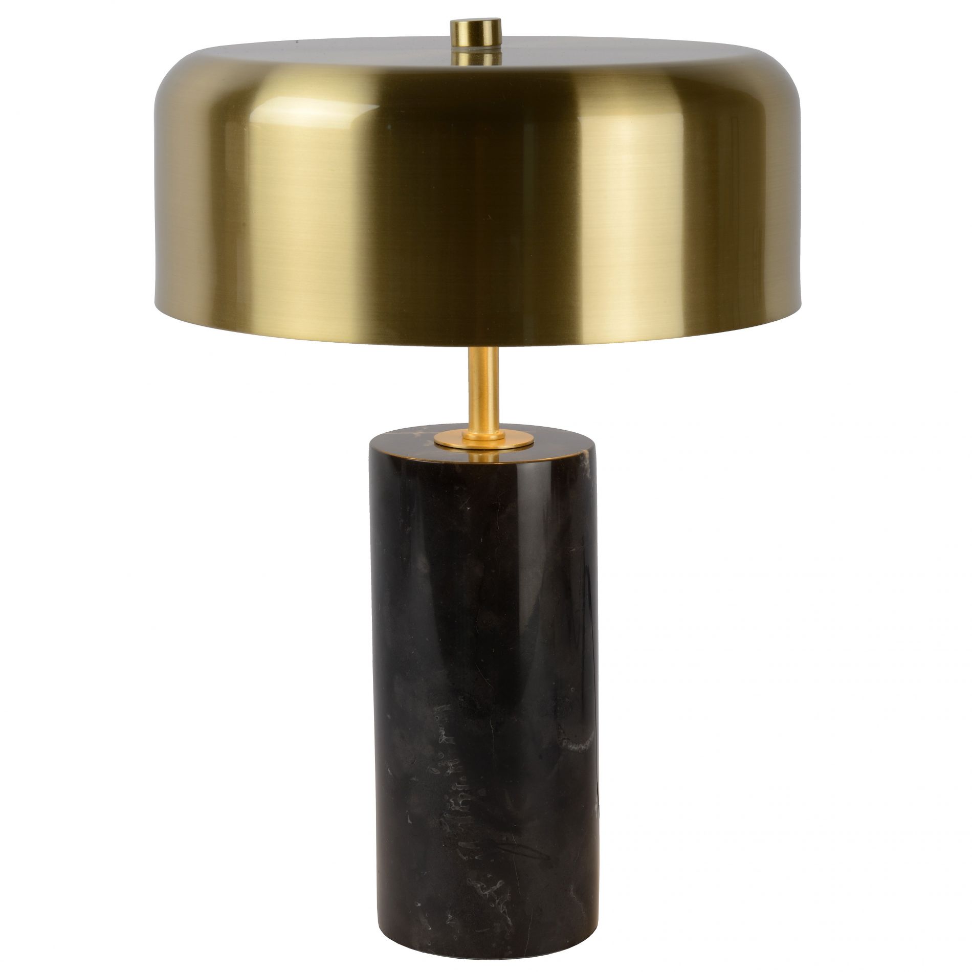 Lampe à poser MIRASOL en marbre noir avec abat-jour en métal doré