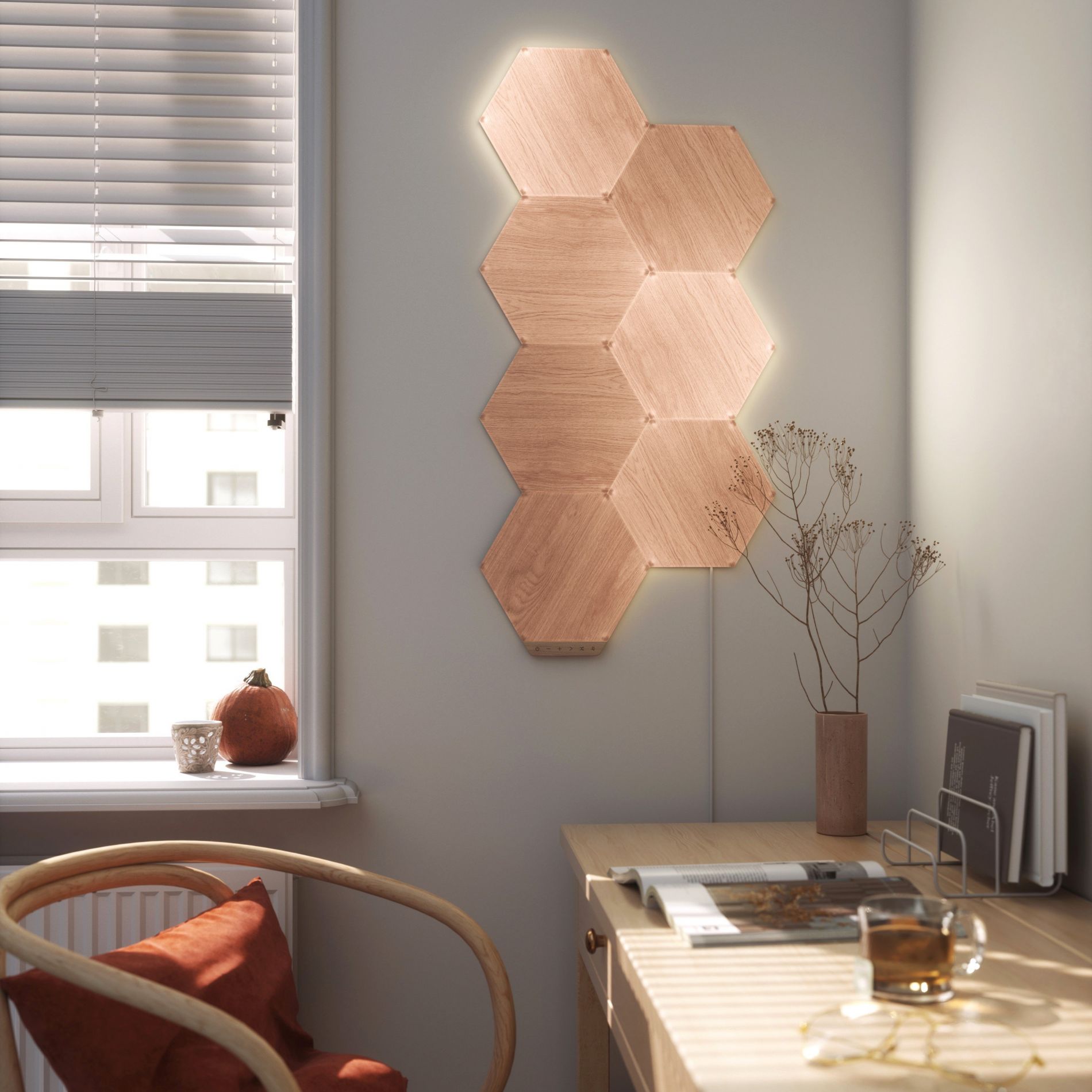 Kit de 3 hexagones muraux lumineux design ELEMENTS