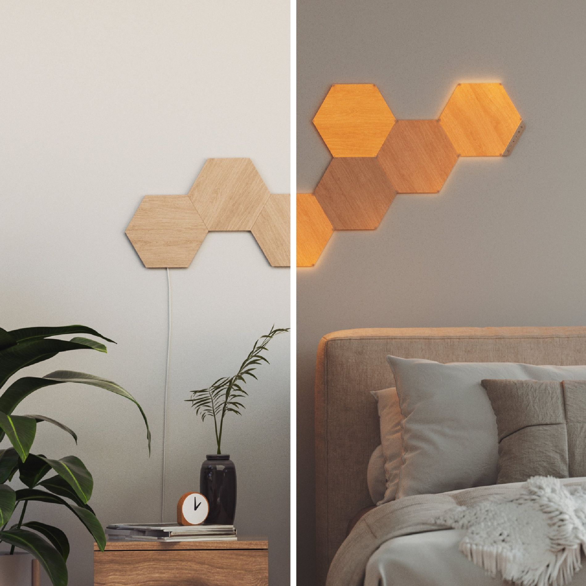 Kit de 3 hexagones muraux lumineux design ELEMENTS