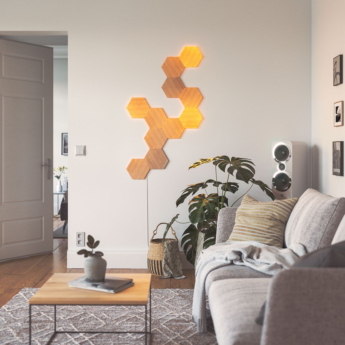 Kit de 7 hexagones muraux lumineux design ELEMENTS
