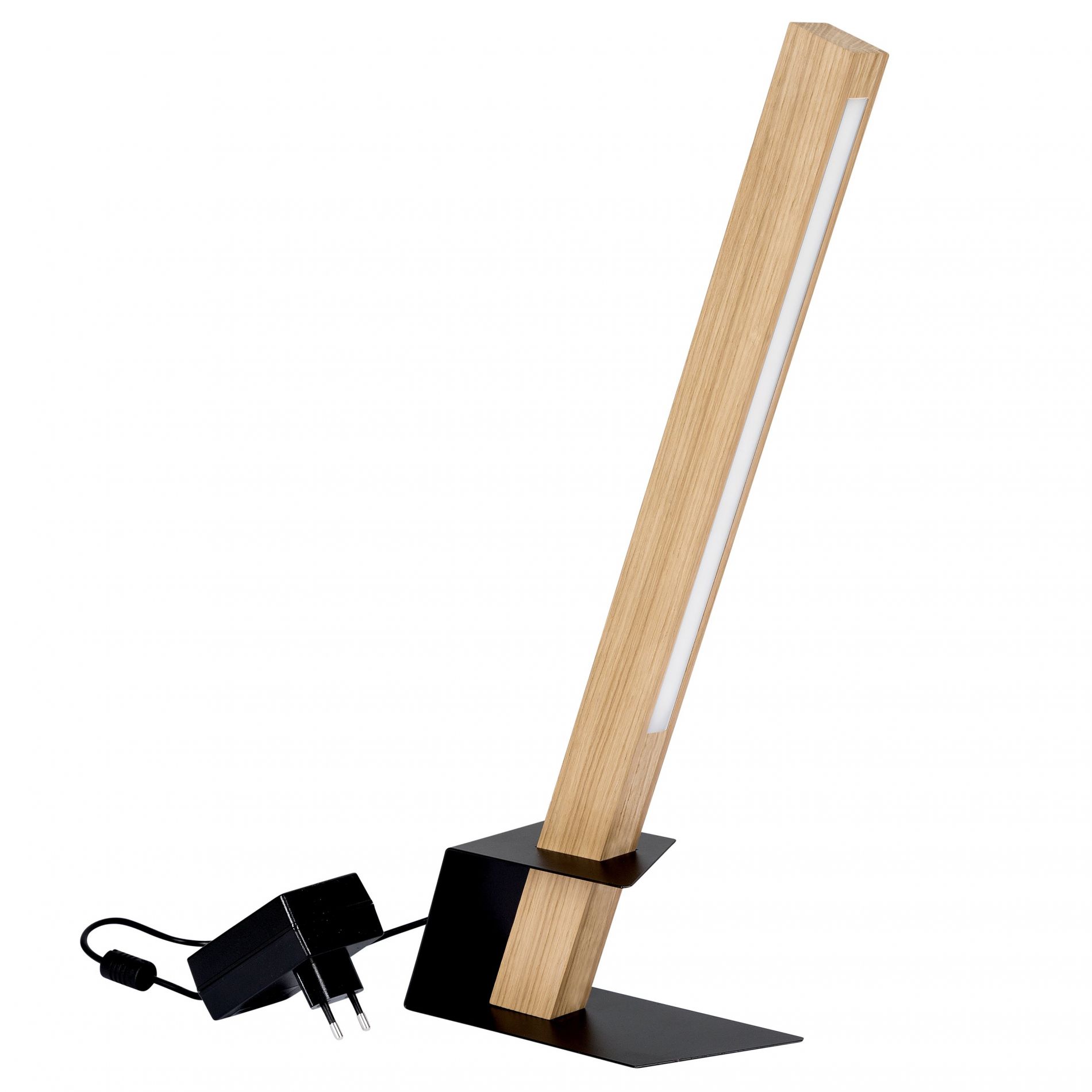 Lampe à poser LED RAPID en bois naturel et métal noir