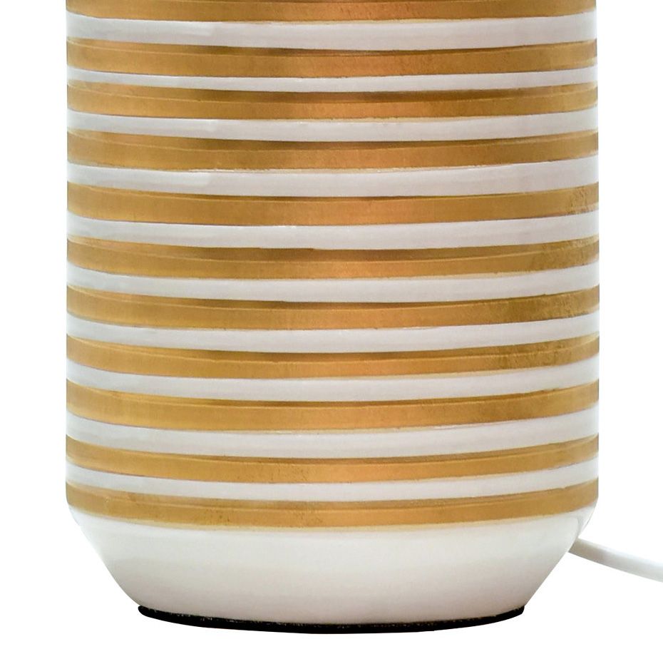 Lampe à poser STRAYE (H50cm) en céramique blanc/doré avec abat-jour en tissu blanc