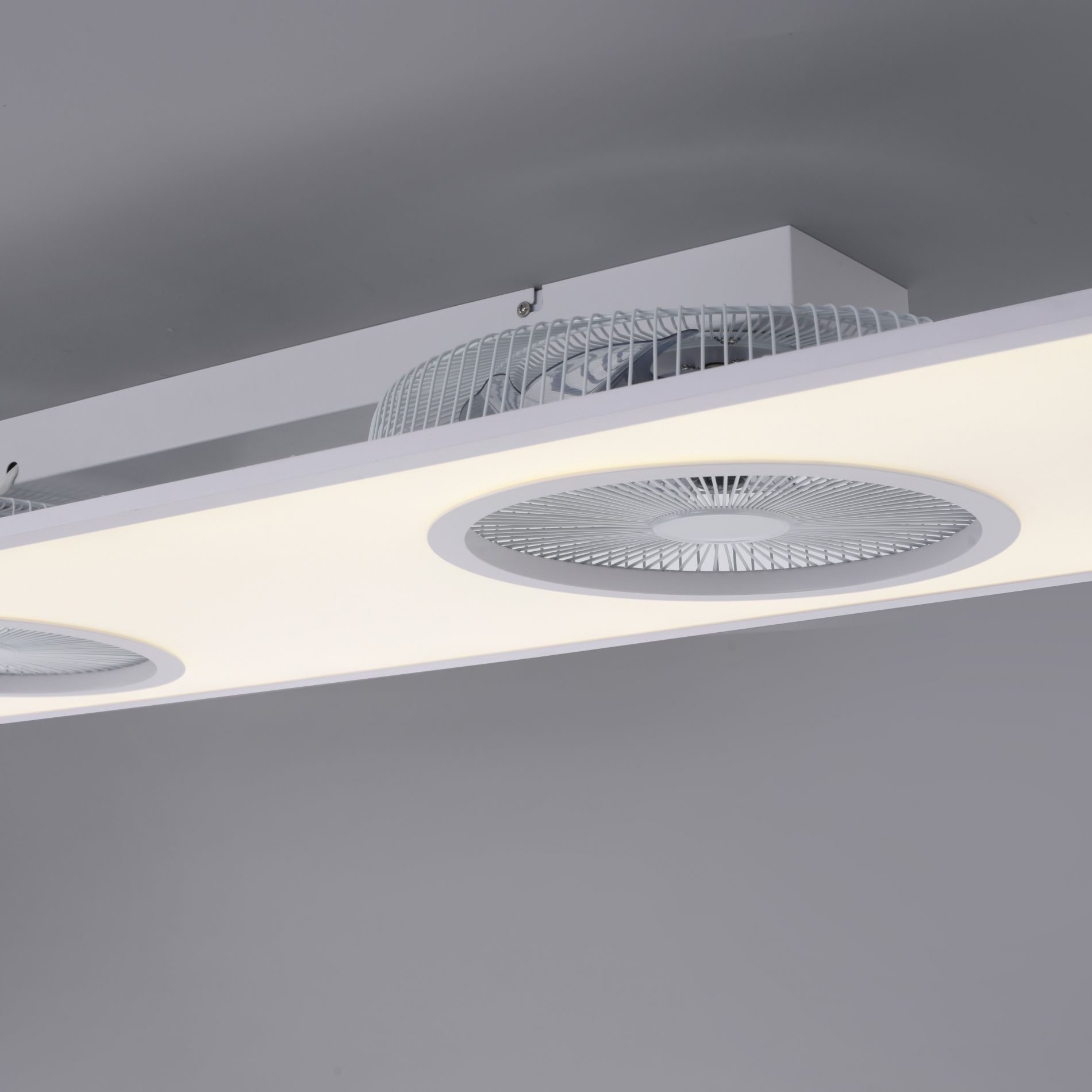 Plafonnier ventilateur LED LEONARD (D40cm) en métal blanc