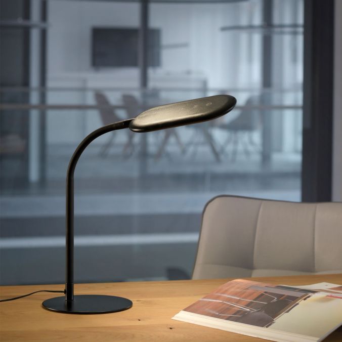 Lampe de bureau LED BILL en PVC gris - Keria et Laurie Lumière