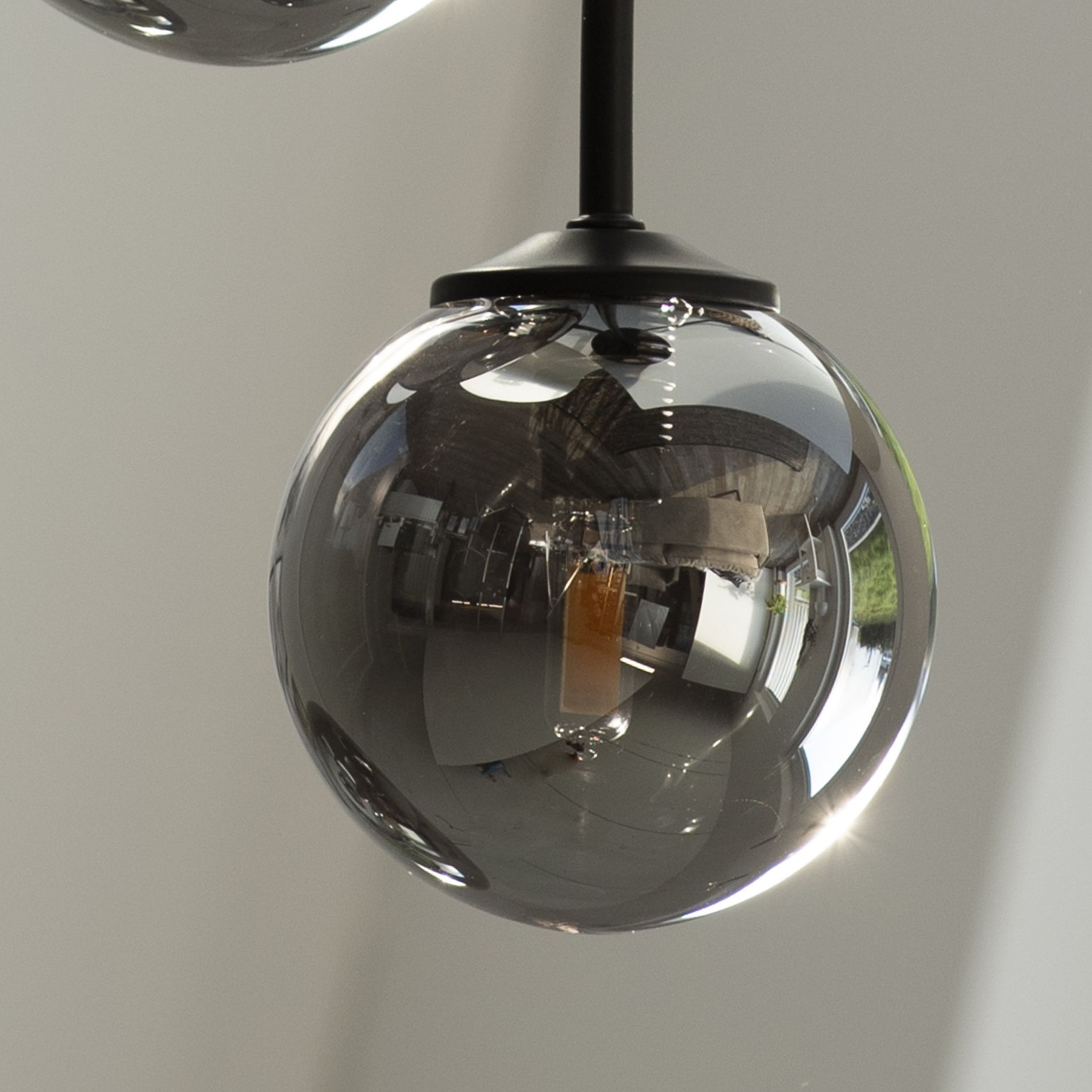 Plafonnier WIDOW (3x25W) en métal noir et verre transparent