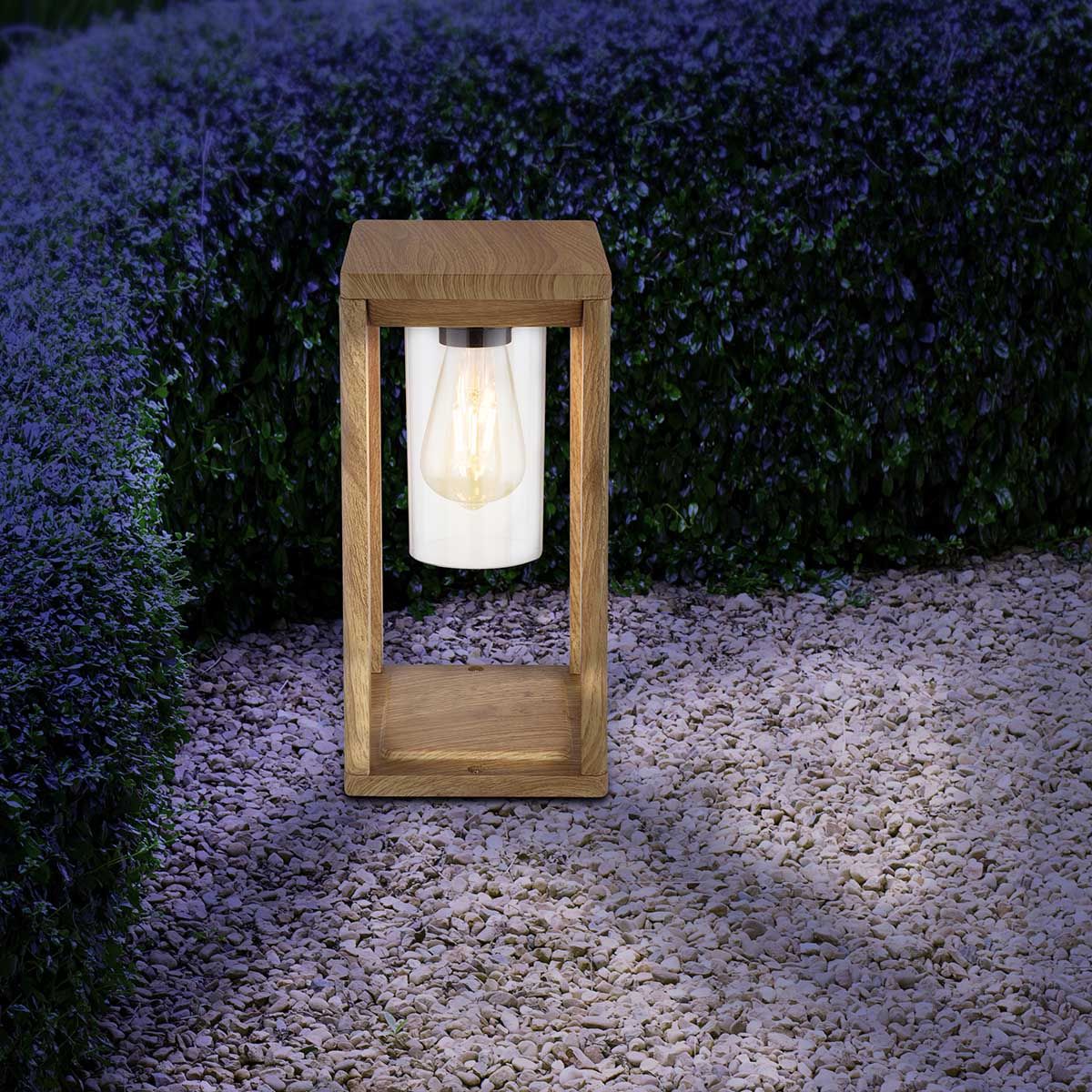 Lampe à poser extérieur CANDELA en fonte d'aluminium couleur bois