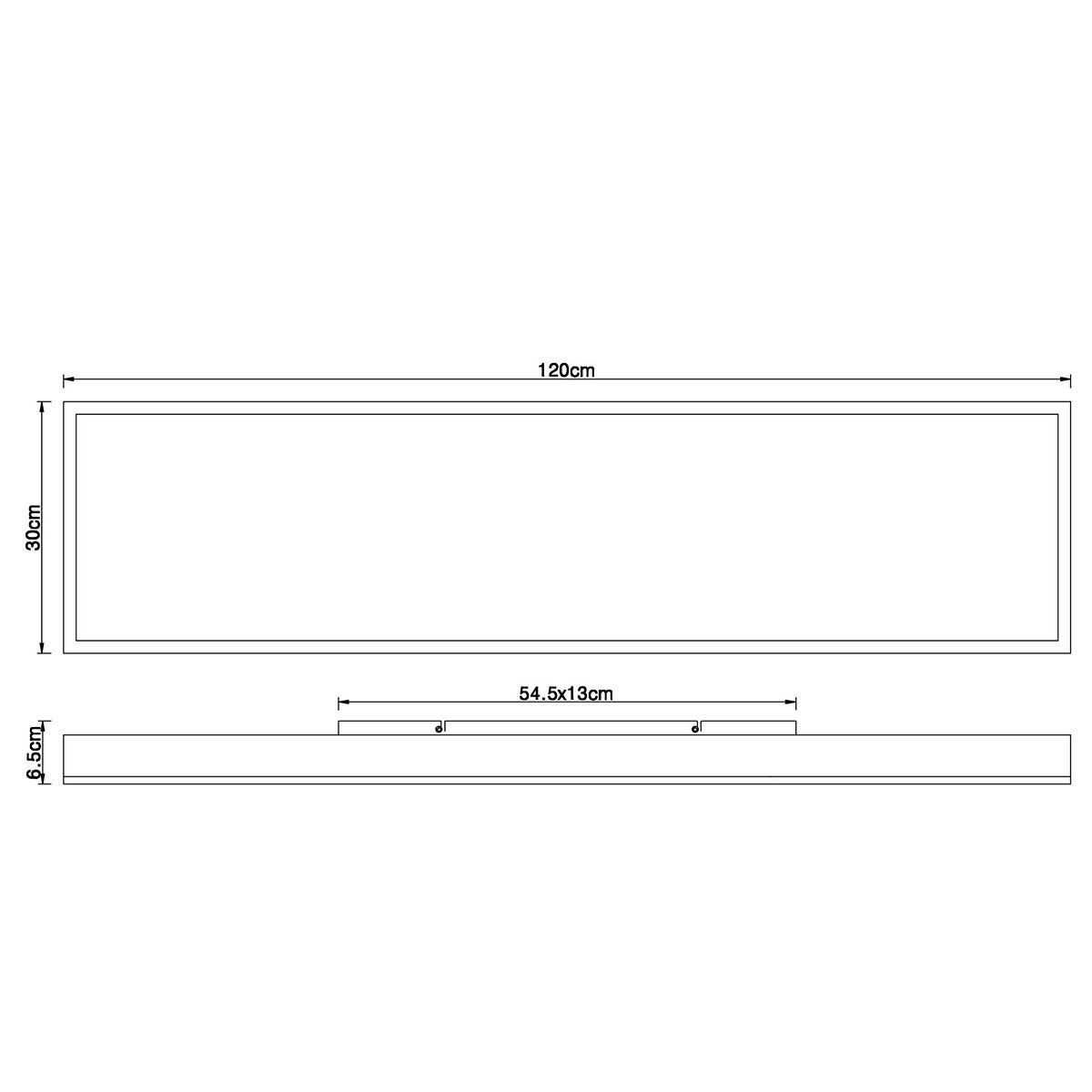Plafonnier LED rectangulaire DORO (L120cm) en aluminium couleur graphite et bois MDF