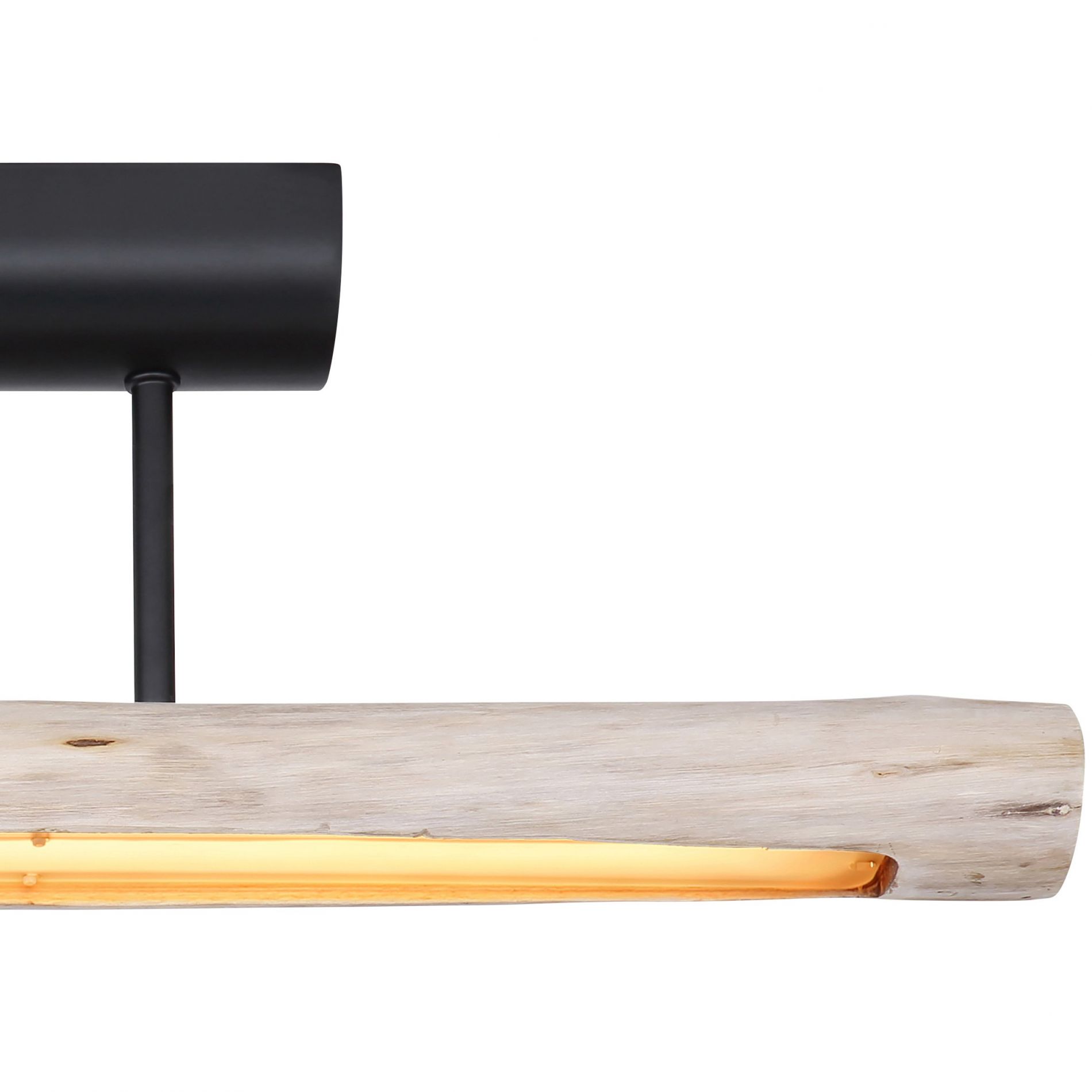 Plafonnier LED MELLA en métal noir et bois naturel