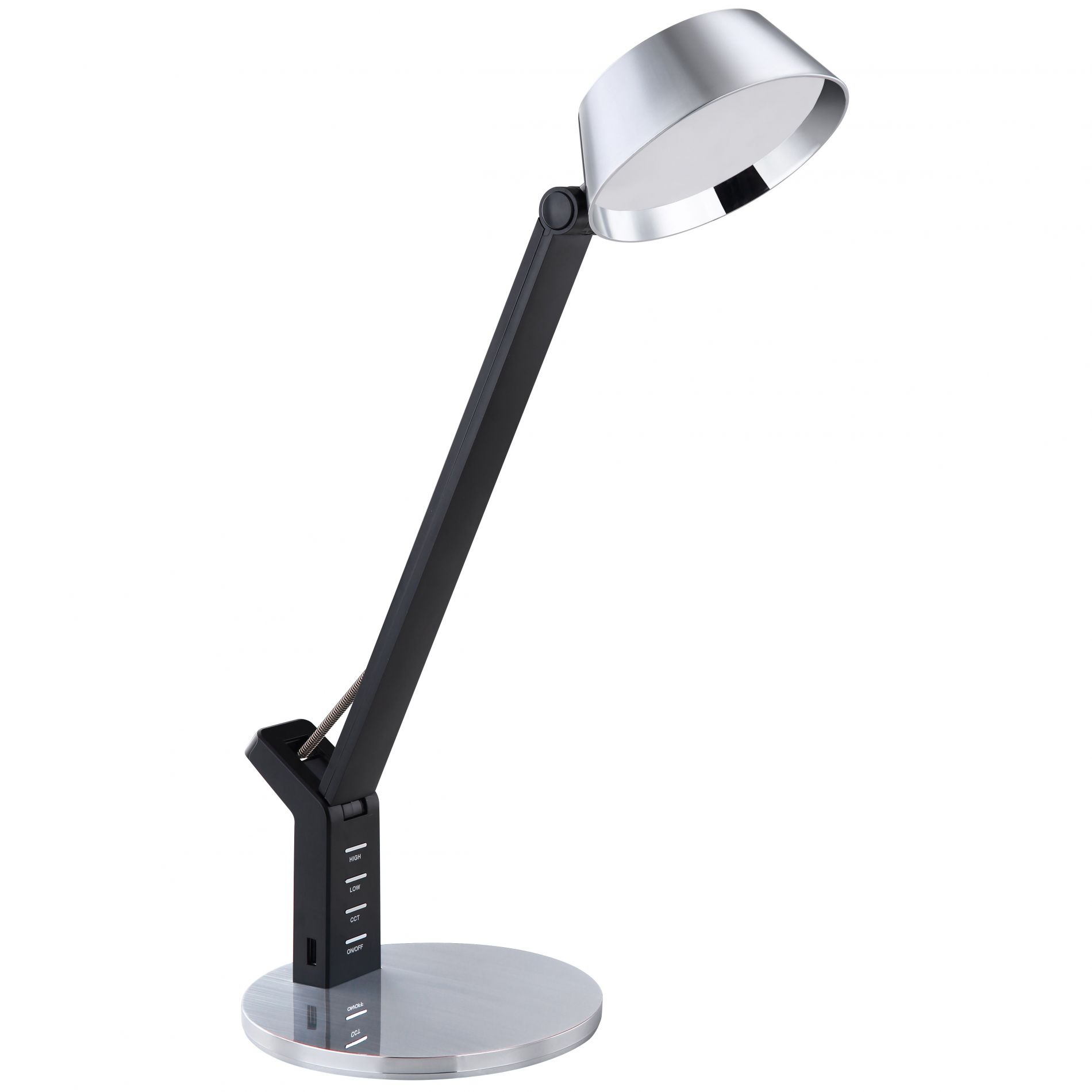 Lampe de bureau LED URSINO en métal noir et argent