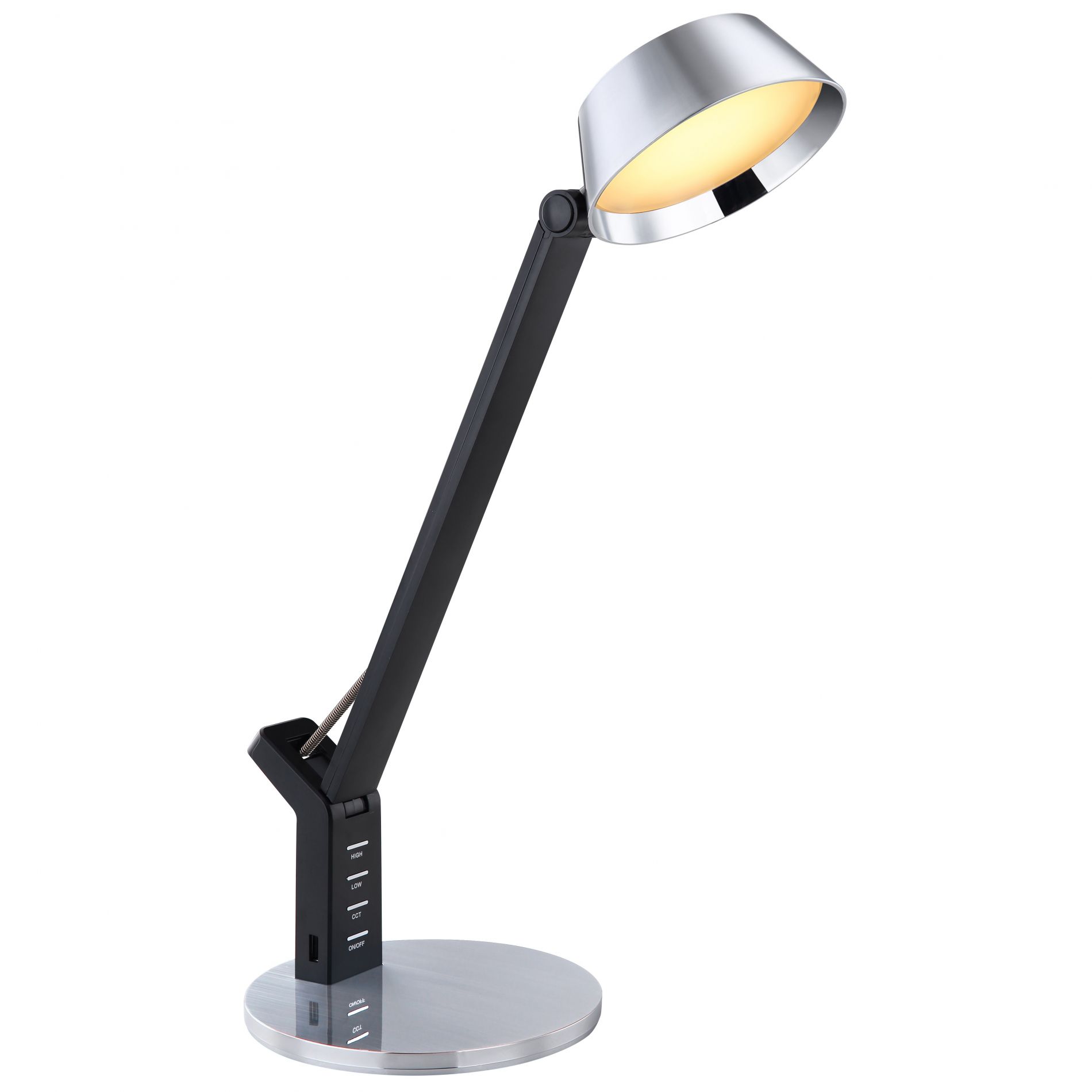 Lampe de bureau LED URSINO en métal noir et argent