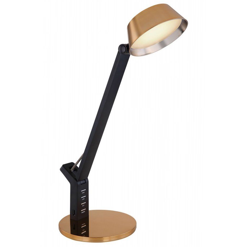 Lampe de bureau LED URSINO en métal noir et doré