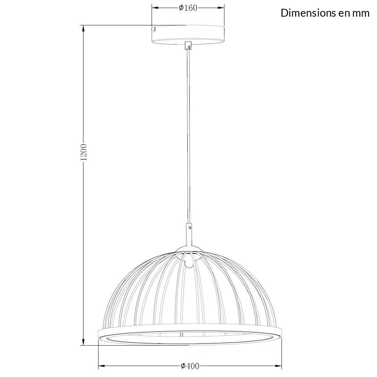 Suspension LED BECK (D40cm) en aluminium noir mat
