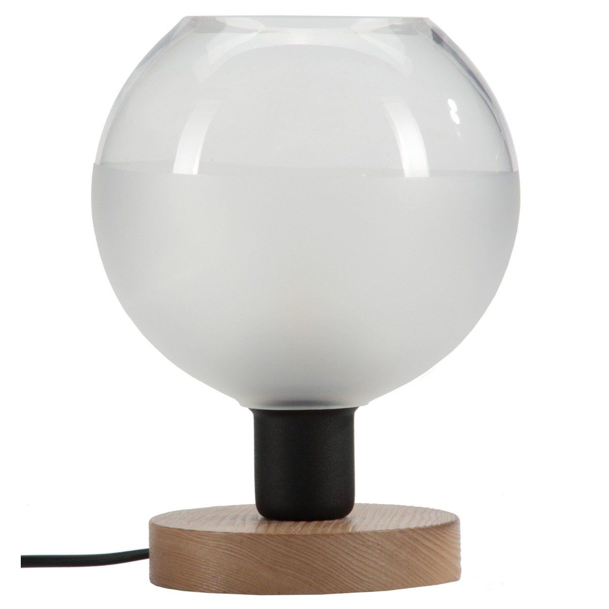 Lampe à poser CUBUS WOOD en bois naturel et verre dépoli transparent (H)