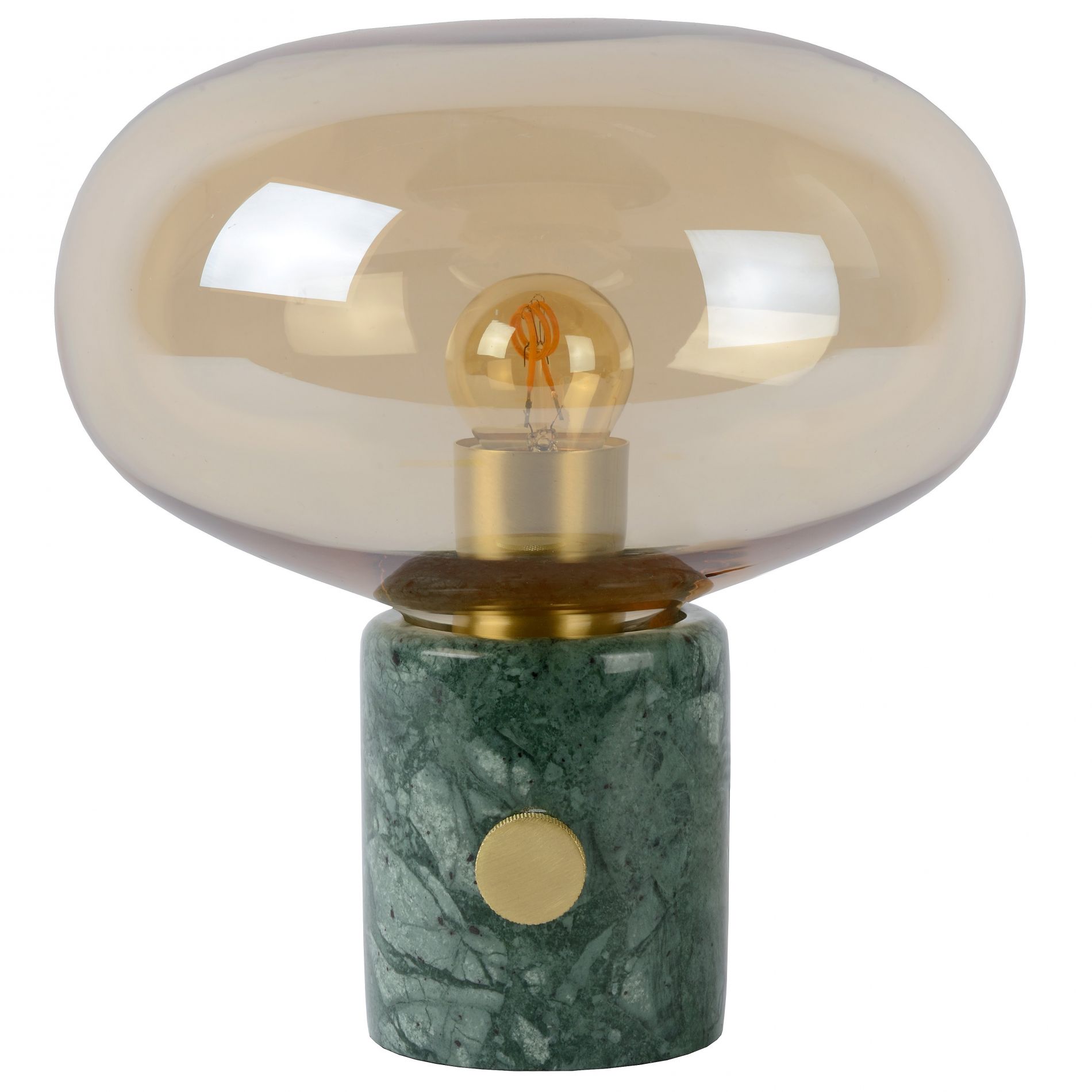 Lampe à poser CHARLIZE en marbre vert et verre ambre