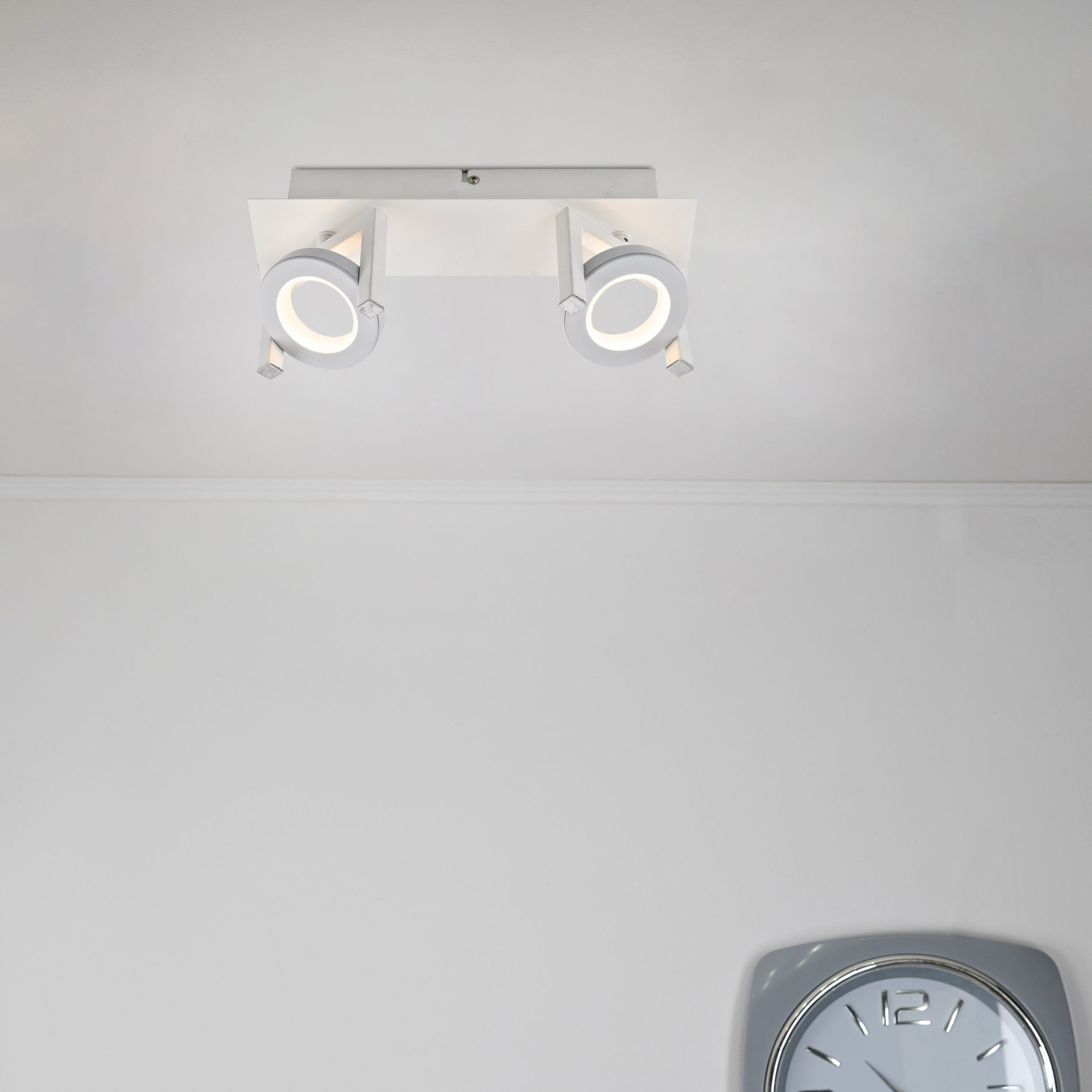 Spot double LED HOOP en métal blanc