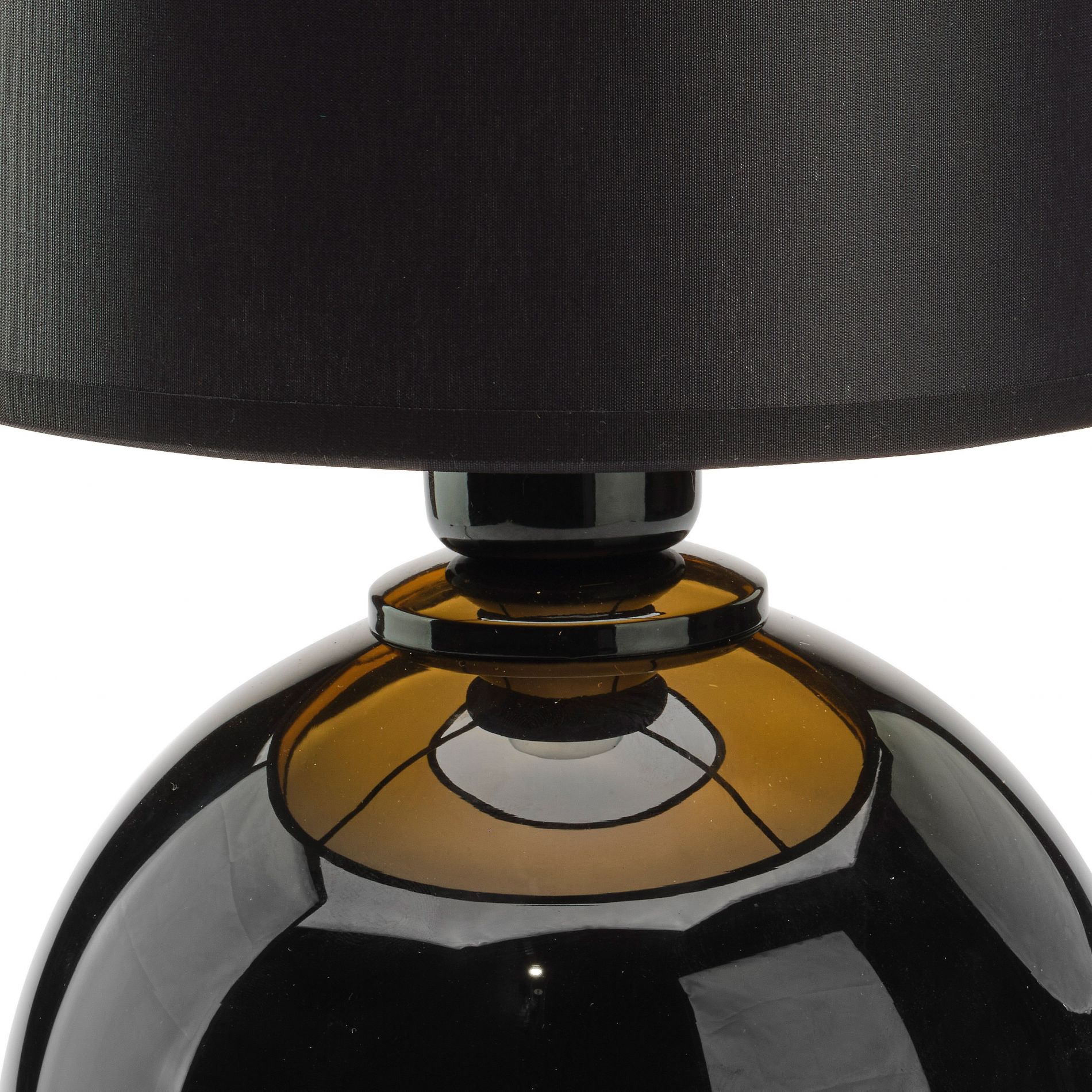 Lampe à poser PALLA (D20cm) en verre et tissu noir