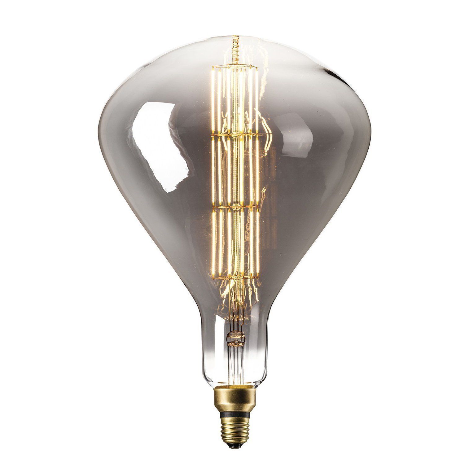 Ampoule déco filament LED XXL dimmable E27 SYDNEY 250 lumens en verre fumé gris titanium Ø25cm