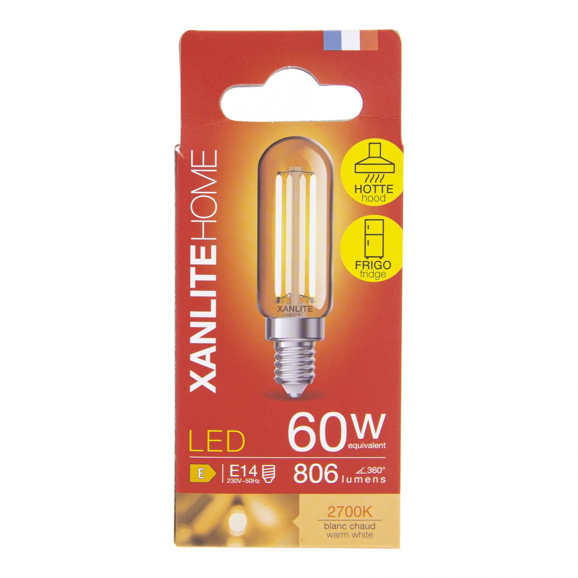 Ampoule LED E14 FILAMENT CLEAR éclairage blanc chaud 6.5W 806 lumens Ø2.5cm