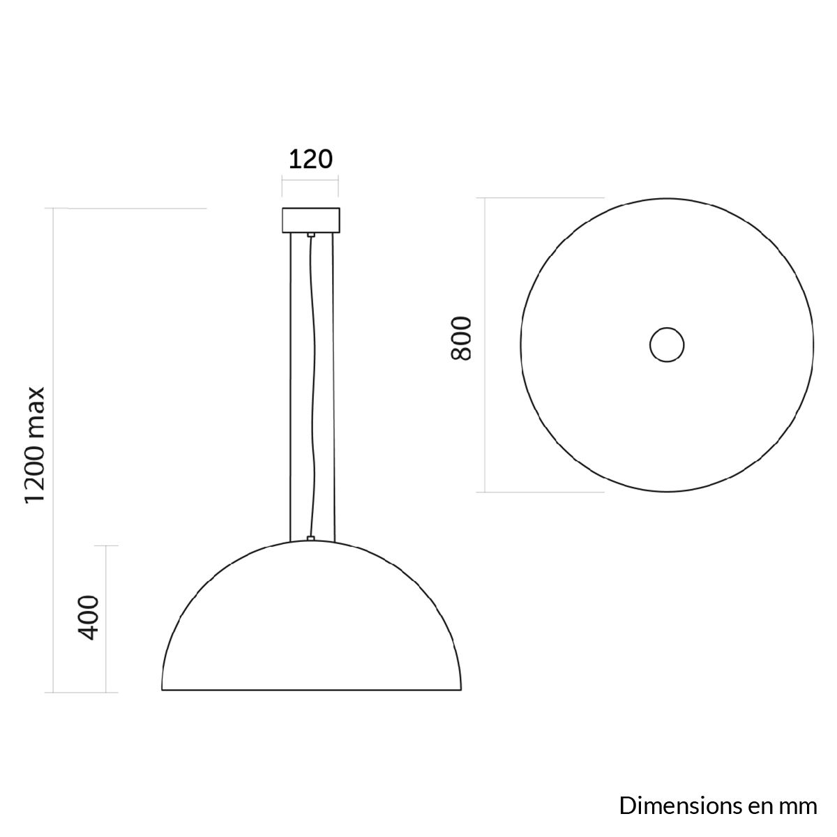 Suspension VENICE (D80cm) en métal blanc intérieur feuille d'argent