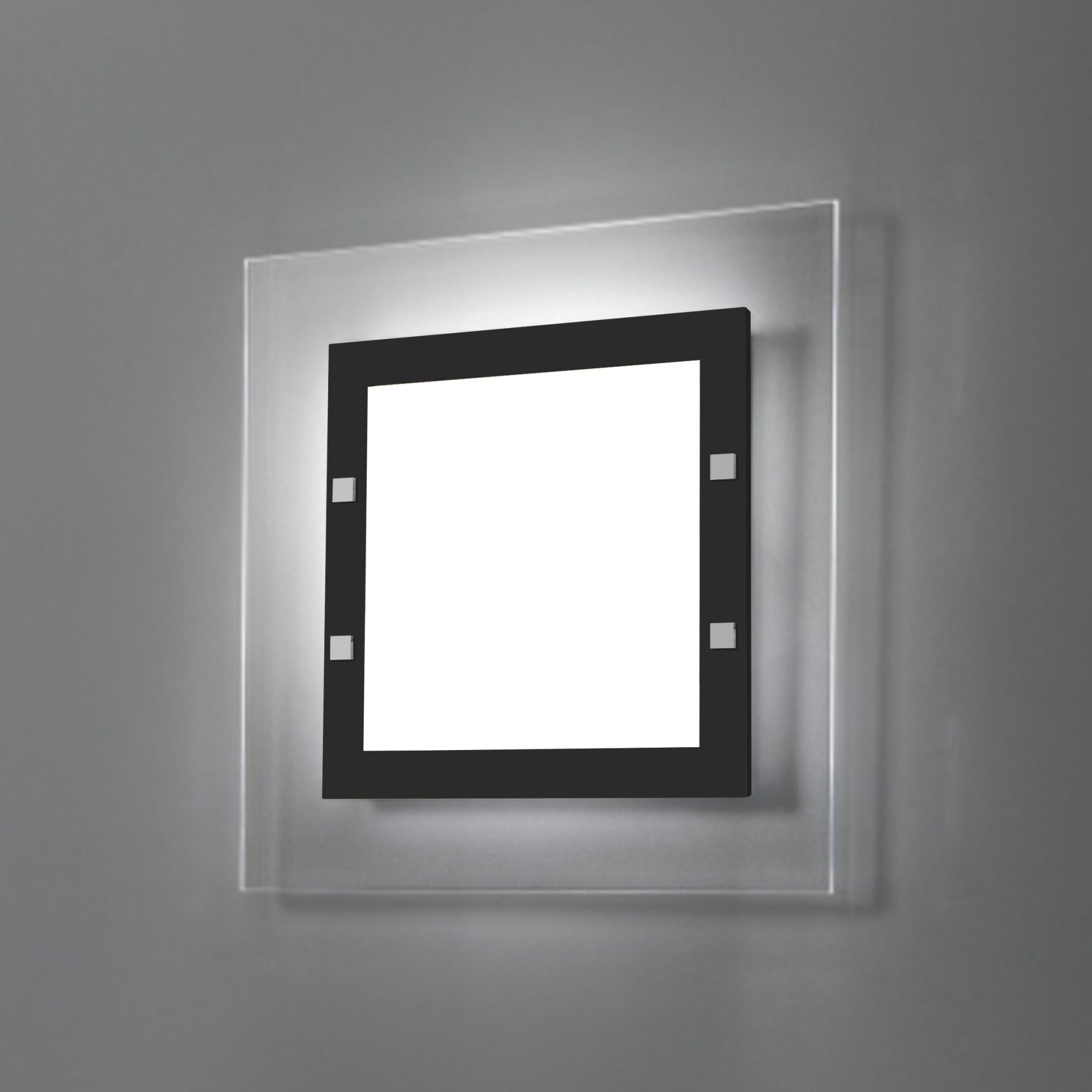 Plafonnier LED FLORENCE (L41cm) en verre et métal noir