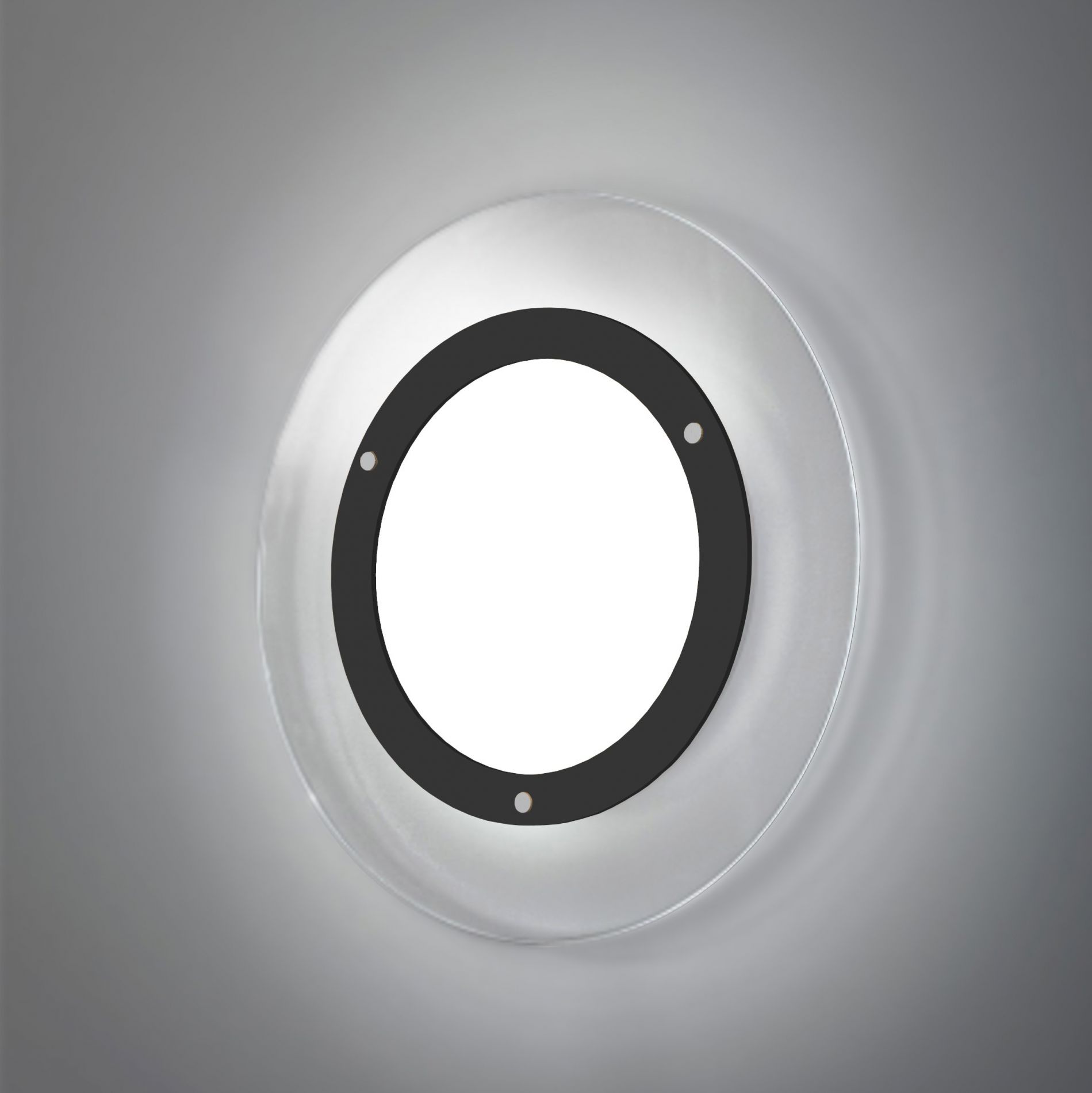 Plafonnier LED rond ISOLA (D45cm) en verre blanc et métal noir