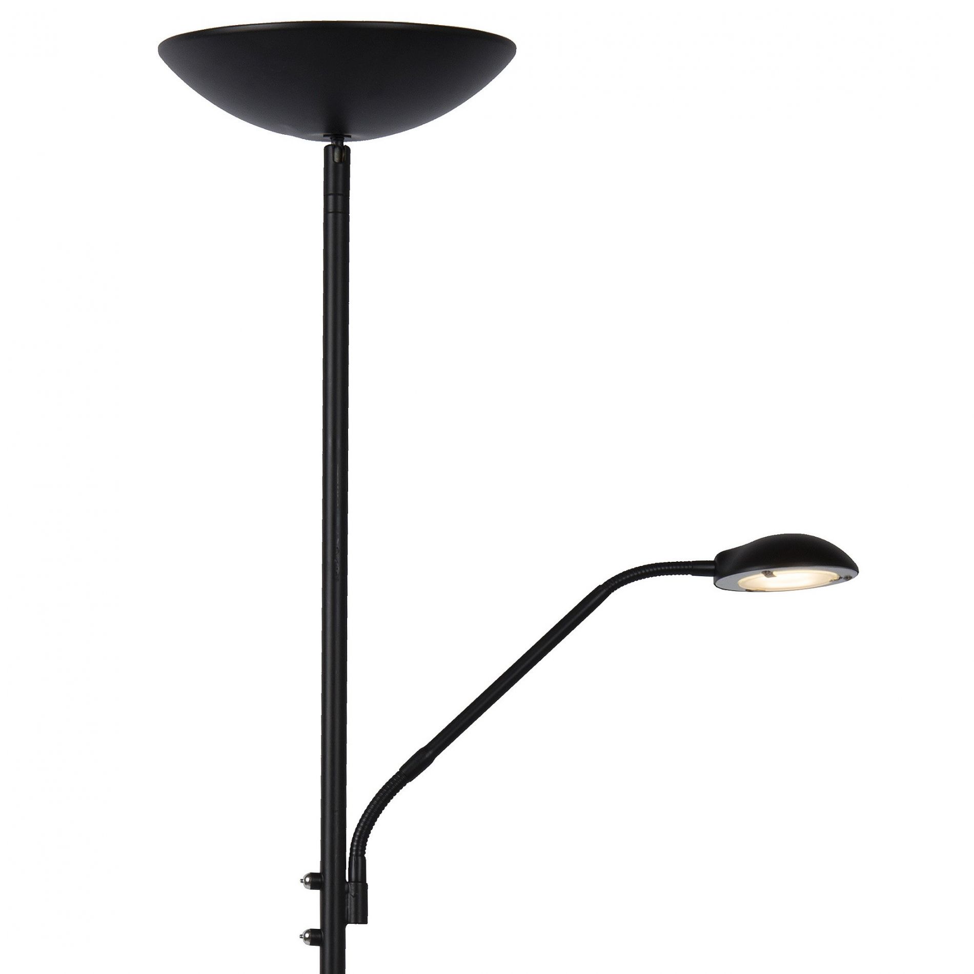 Lampadaire LED Zenith noir dimmable 20 W avec liseuse 4 W LUCIDE