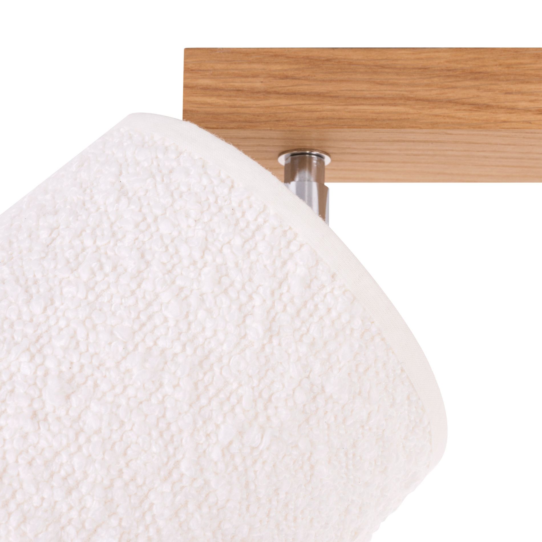 Plafonnier BOUCLE en bois de chêne et tissu blanc