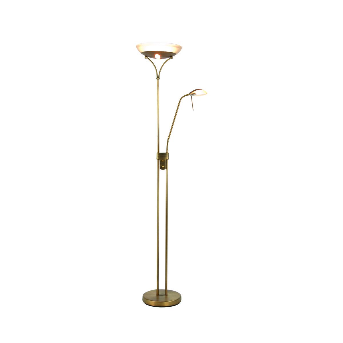 Lampadaire halogène en métal doré (usures). 182 cm
