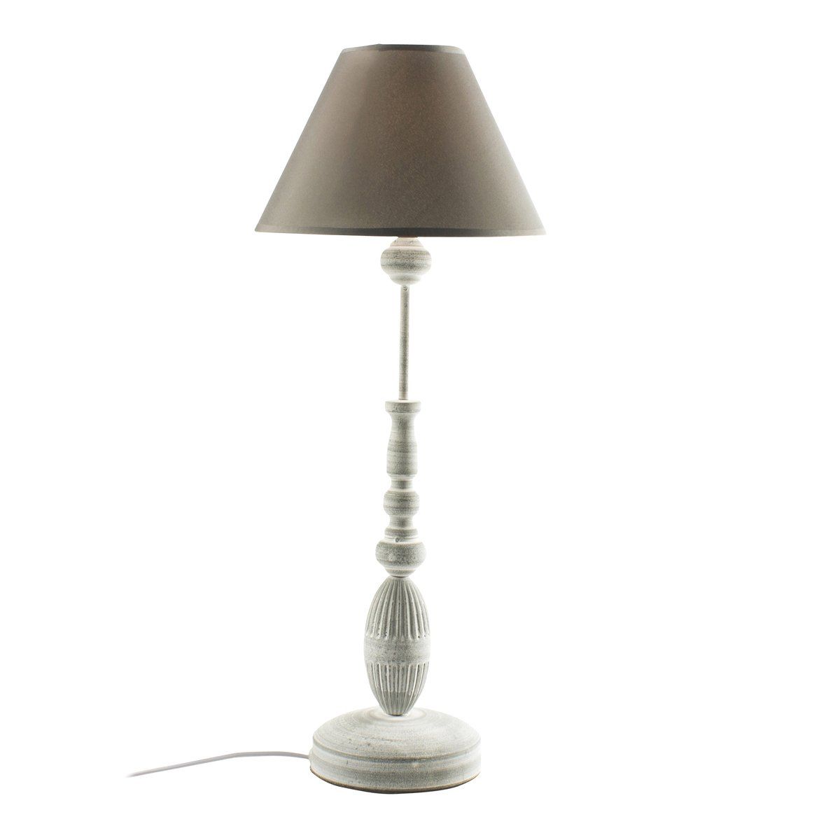 Lampe de table PALMYRE grise en métal et tissu