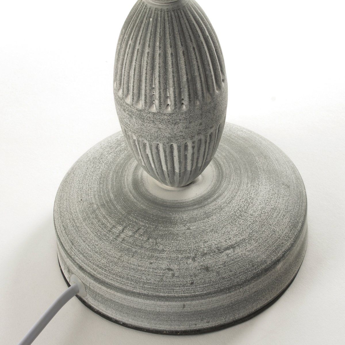 Lampe de table PALMYRE grise en métal et tissu