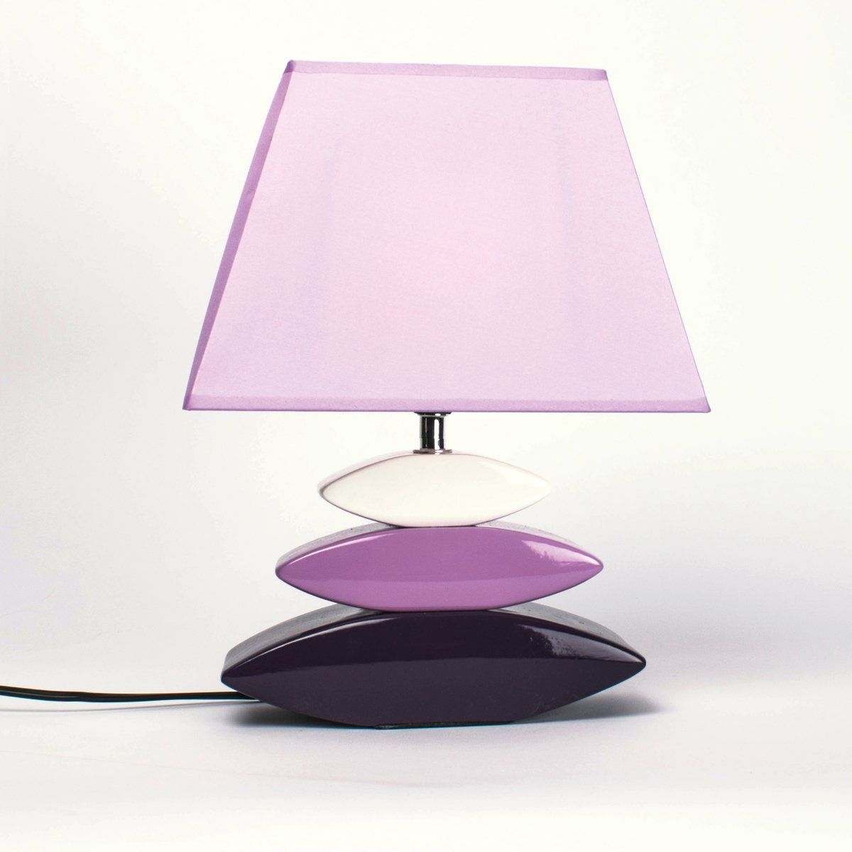 Lampe galet FIRMIN violette en céramique