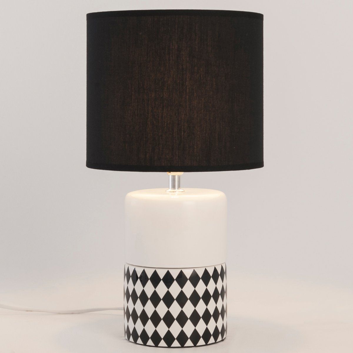 Lampe KULDURA noire et blanche en céramique et tissu
