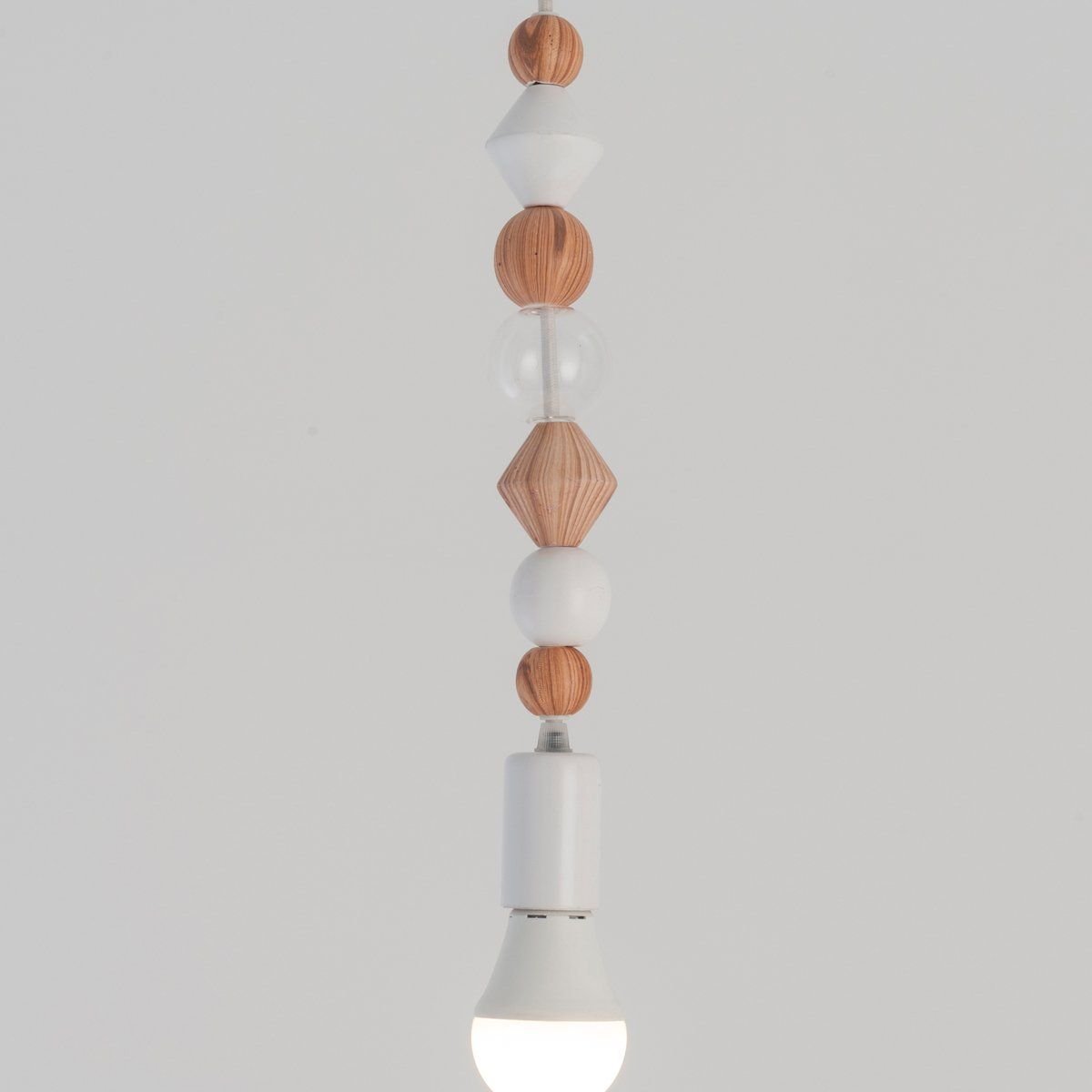Suspension ampoule FRENE blanche en céramique effet bois