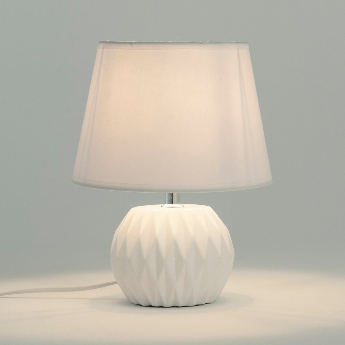 Lampe DIGITALE blanche en céramique et tissu