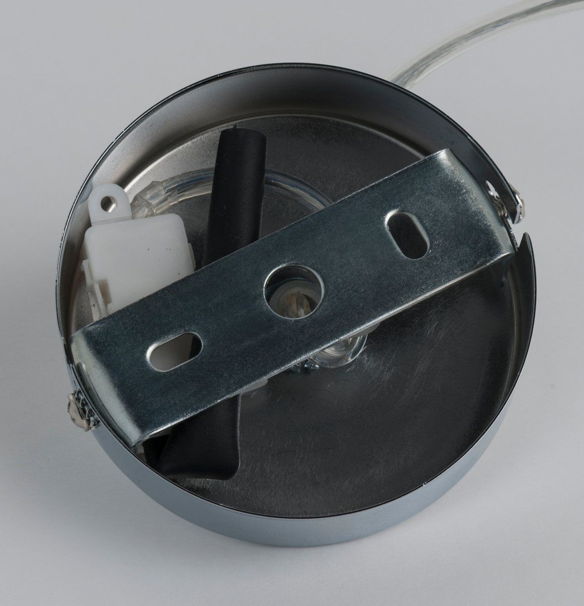 Suspension design articulée DELCO argentée en métal chromé et verre