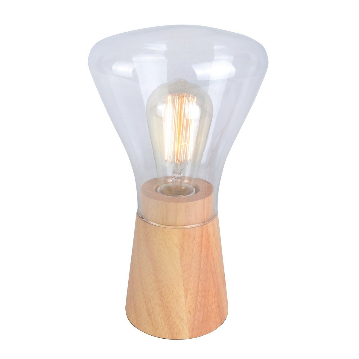 Lampe ampoule GINGKO bois naturel de pin et verre