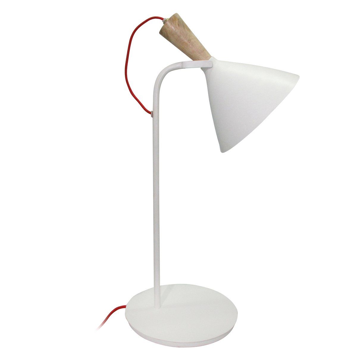 Lampe de table scandinave GINSENG blanc mat en métal et bois