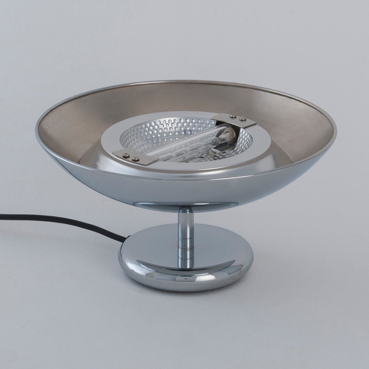 Lampe VASQUE à variateur argentée en métal et verre