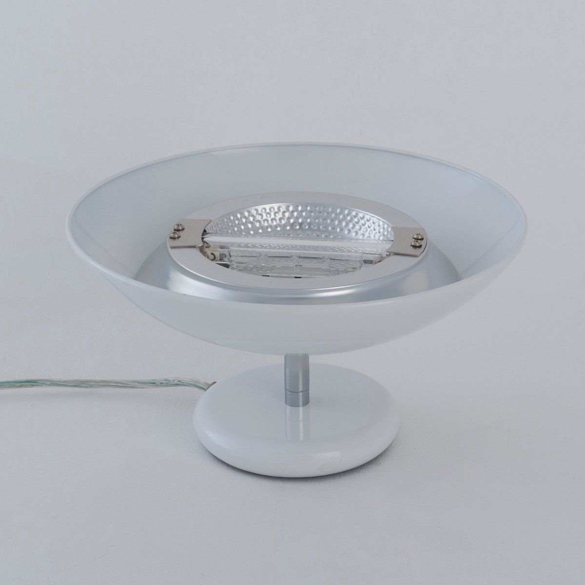 Lampe VASQUE à variateur blanche en métal et verre