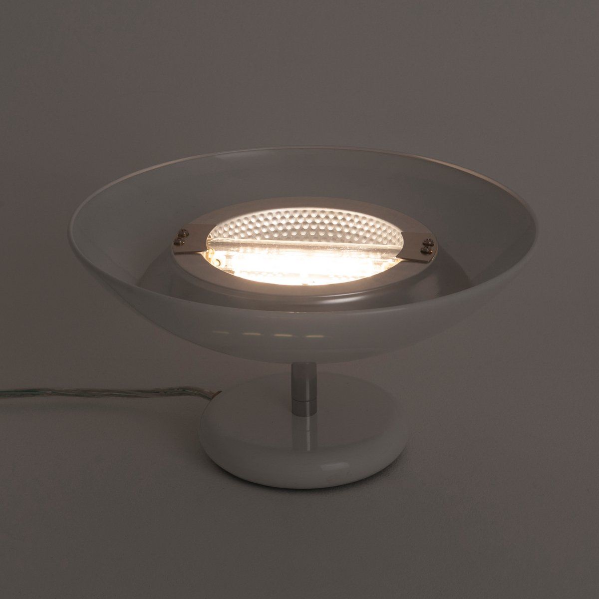 Lampe VASQUE à variateur blanche en métal et verre