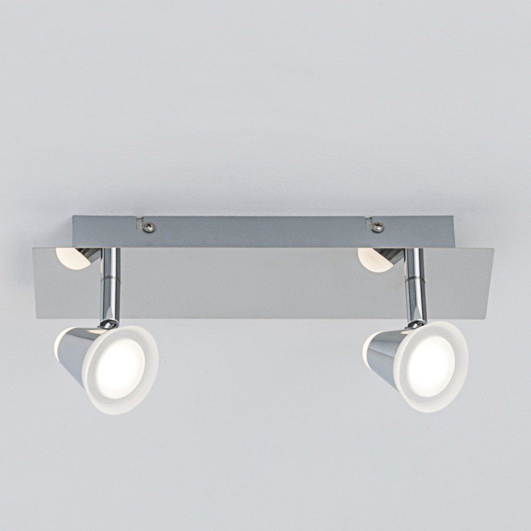 Réglette 2 spots LED orientables NINO argentée en métal
