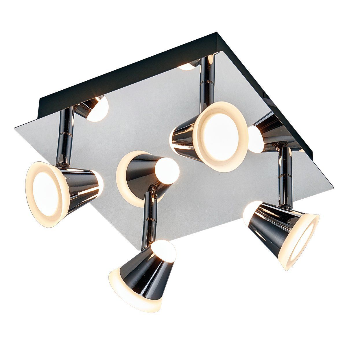 Plafonnier 4 spots LED orientables NINO argenté en métal