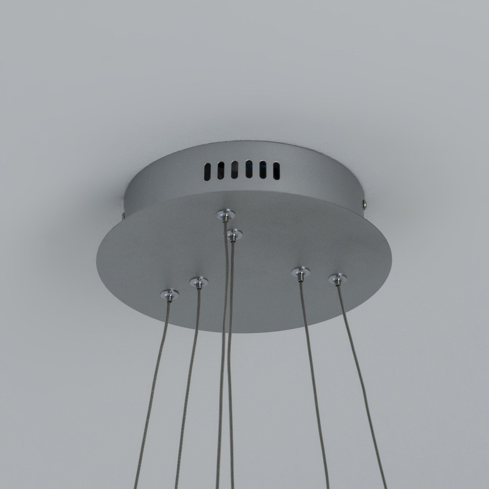 Suspension design LED ANNO argentée en métal et acrylique