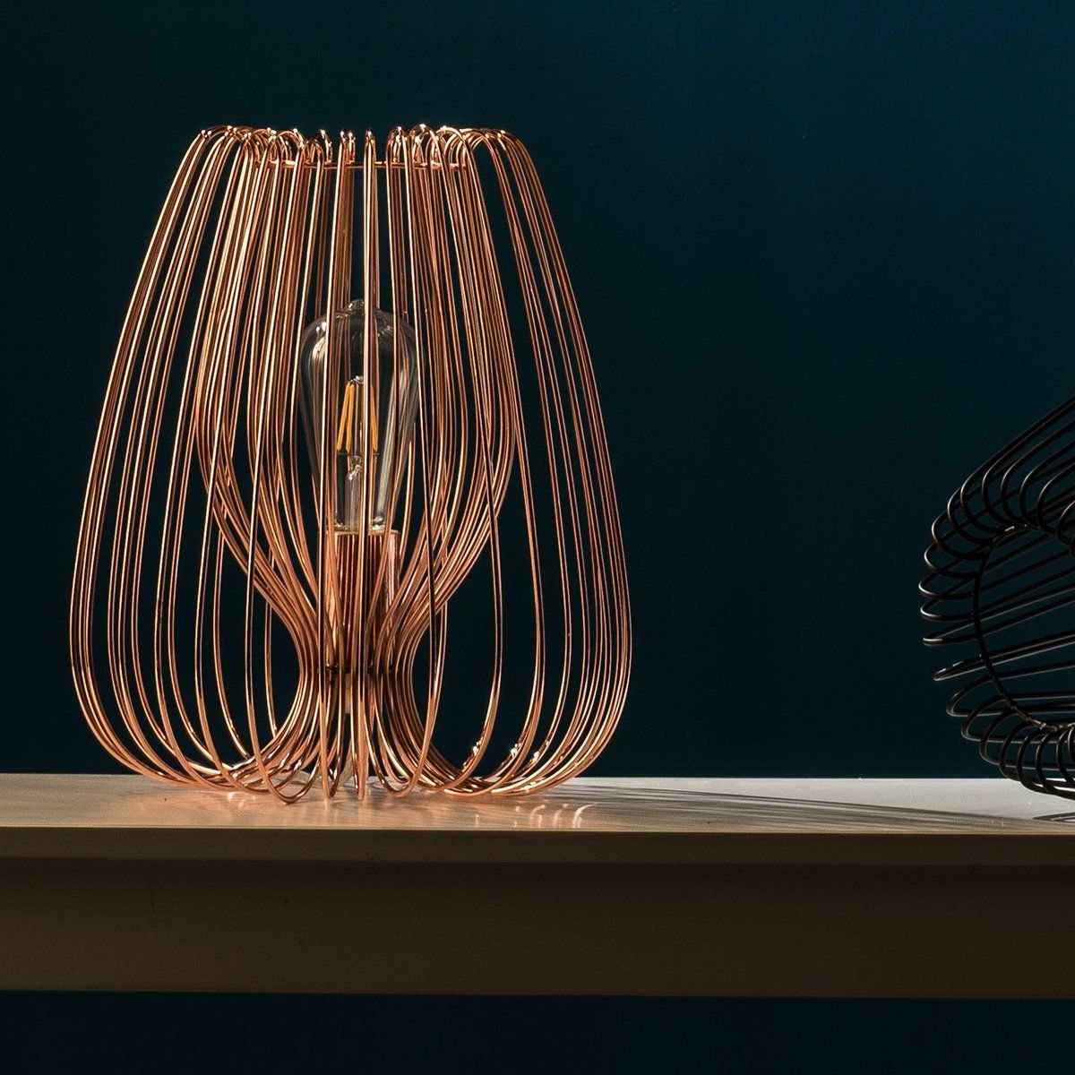 Lampe de salon design GLASGOW cuivrée en métal
