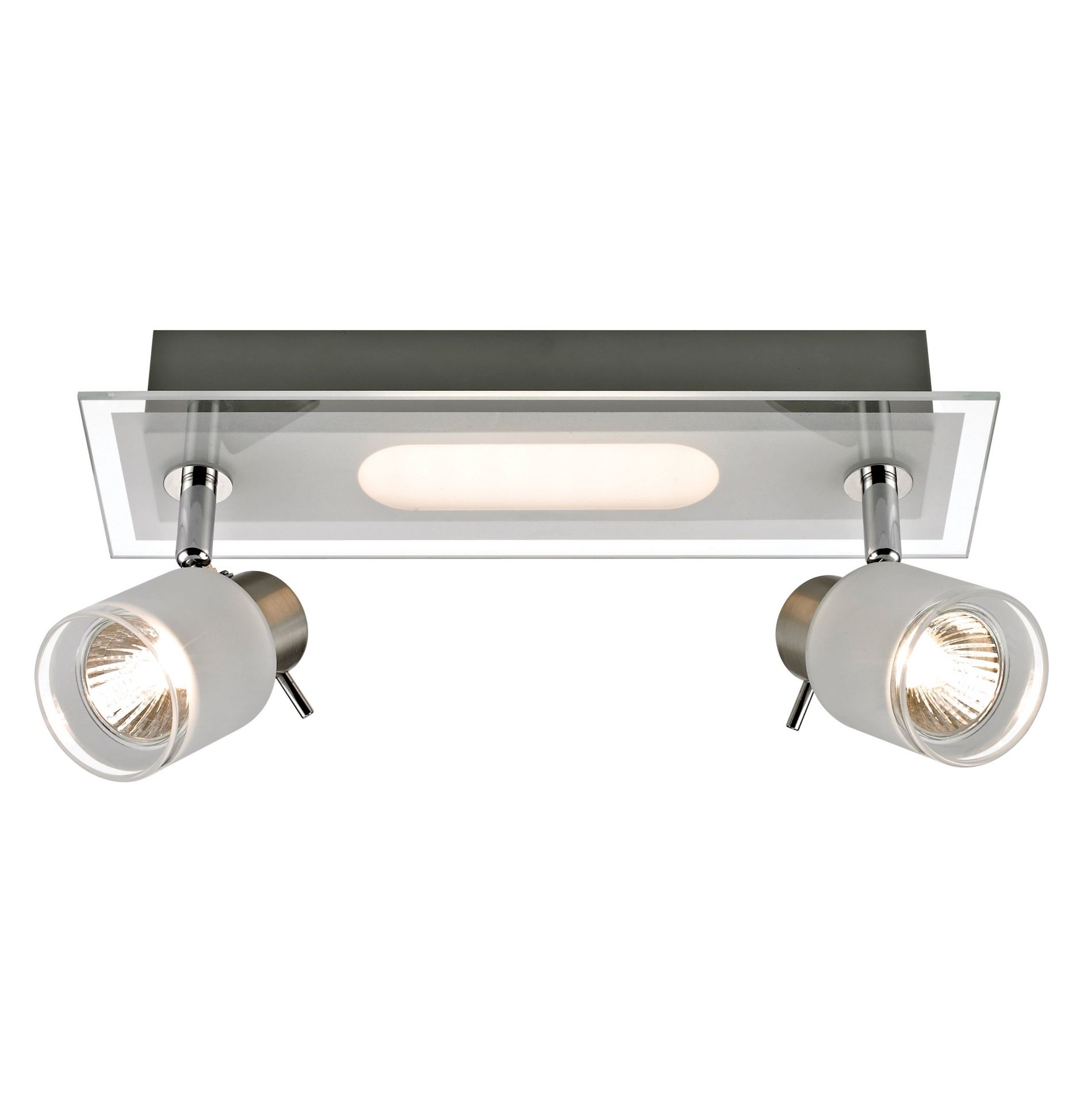 Barrette 2 spots LED orientables LIA blanc en métal et verre